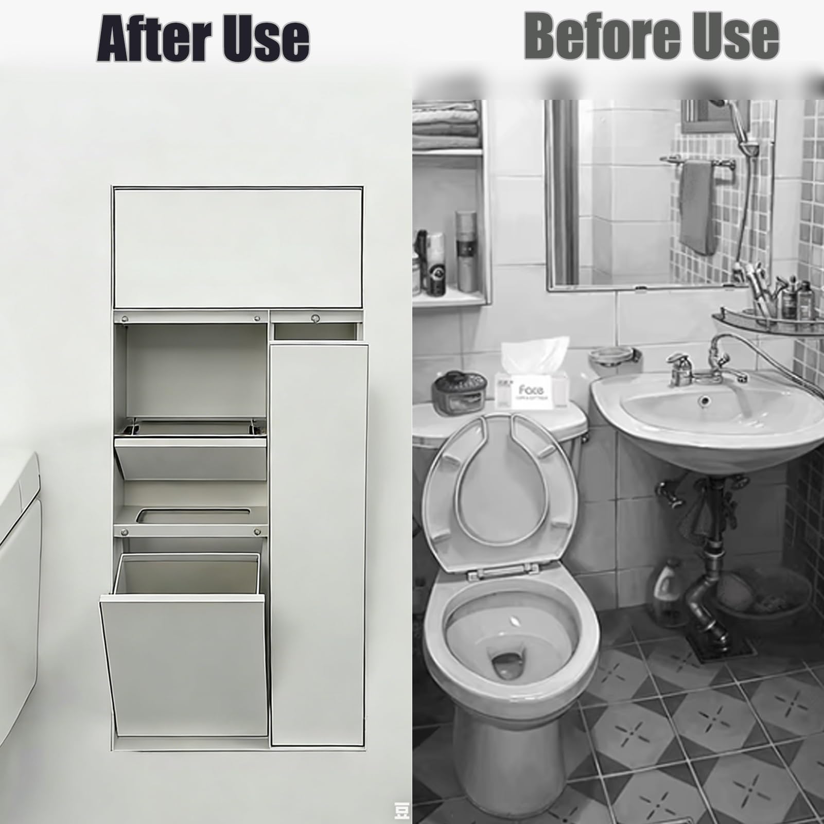 Portarotolo da incasso bianco con mensola, da parete, per bagno e cucina, in acciaio inox, salvaspazio