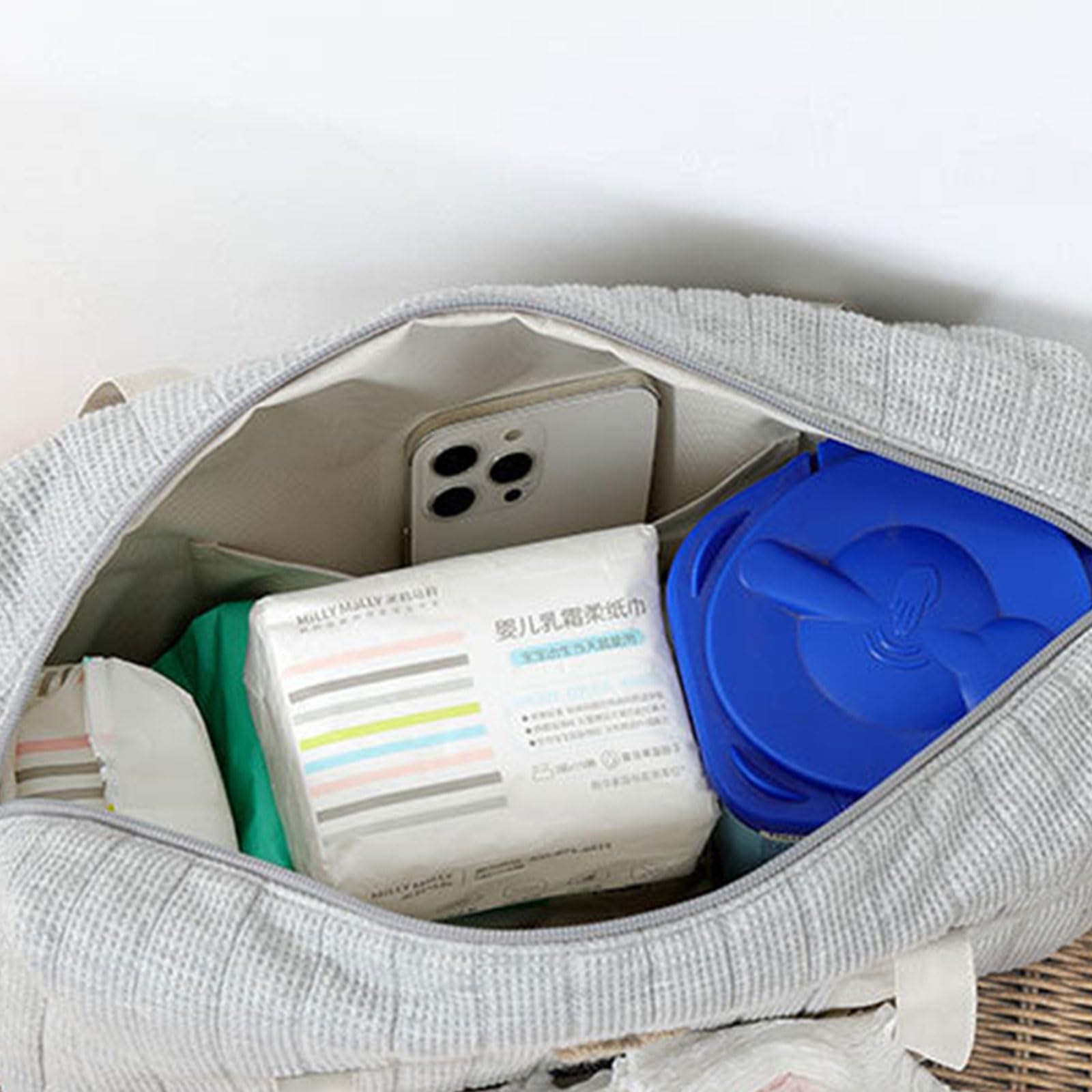 Borsa per pannolini per bambini di grande capacità, con design raffinato ricamato, accessorio da viaggio per bambini