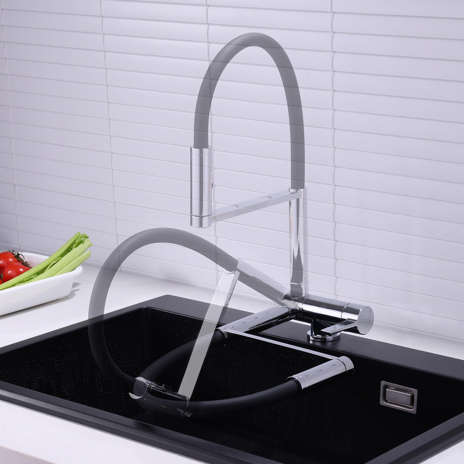 Grifo Cocina Flexible Cromado Grifo de Cocina Abatible y Extraible Fregadero Grifo Monomando Cocina