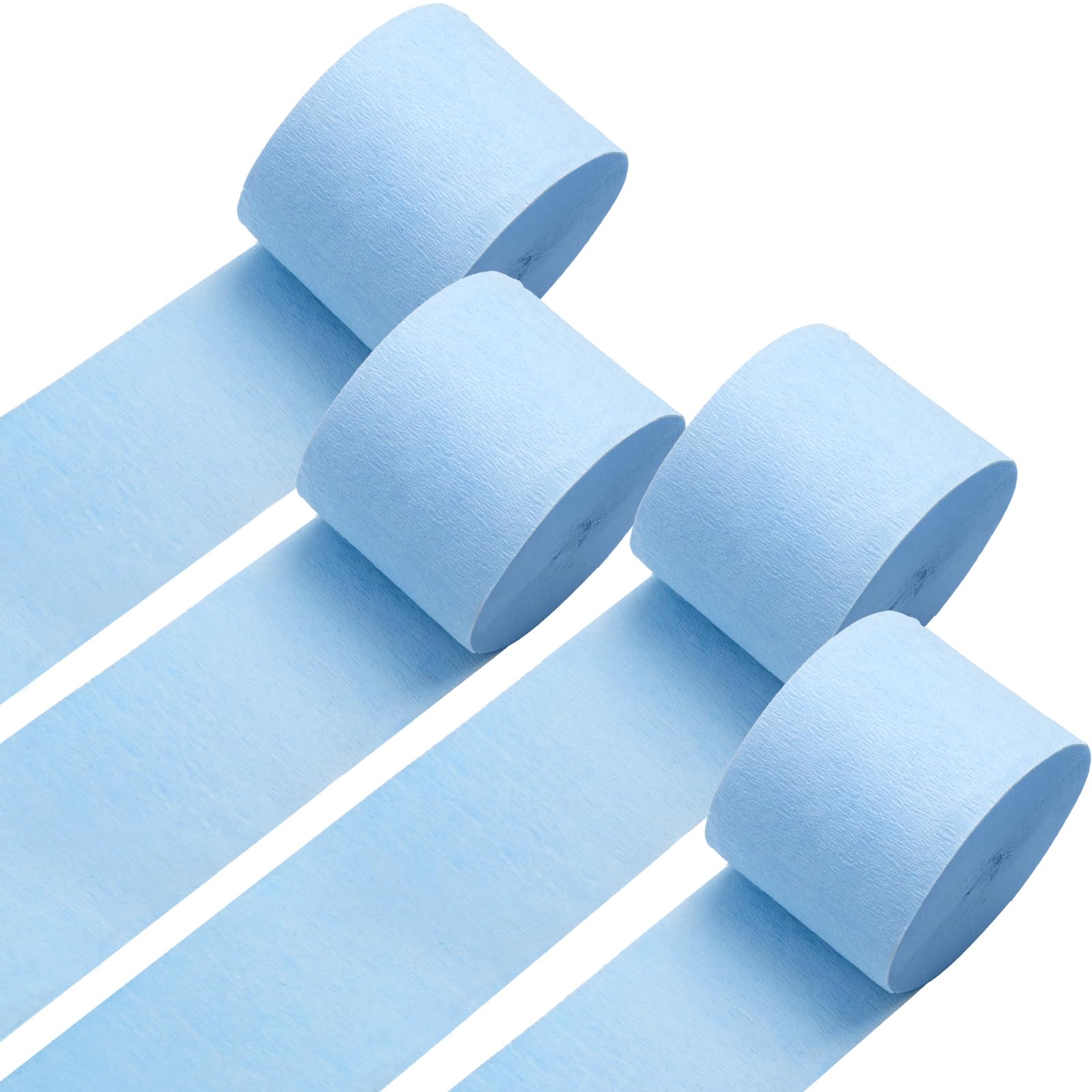 Powder Blue Crepe Paper Streamers 4 Rolls 328ft, Pack of Party Streamers for Party Decorations, Crepe Paper for Birthday, Baby Shower, Wedding Party