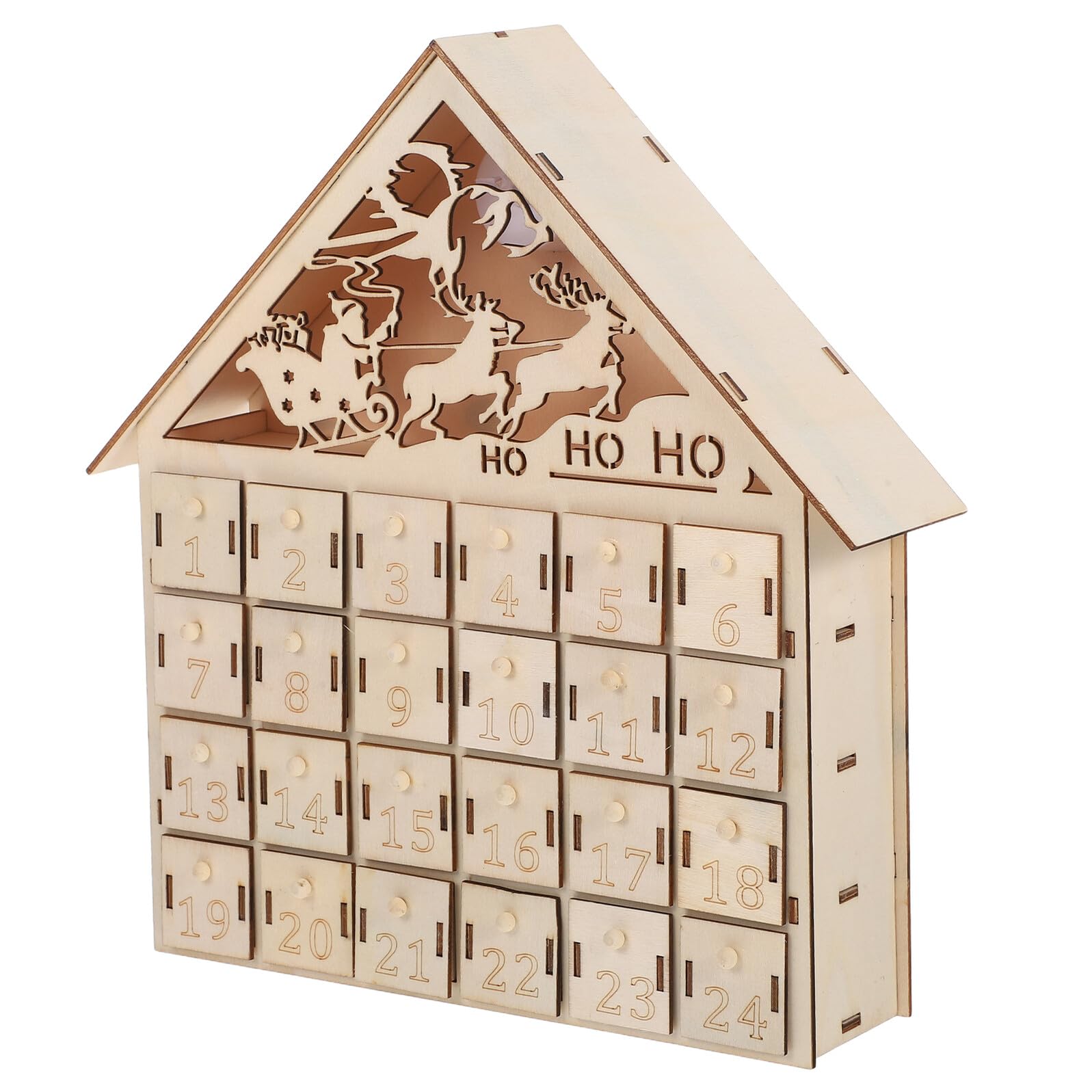 BESTYASH 24schublade Holz-adventskalender mit Led-beleuchtung Schubladenzauber Wiederverwendbar als Dekoration für Kamin oder Tisch