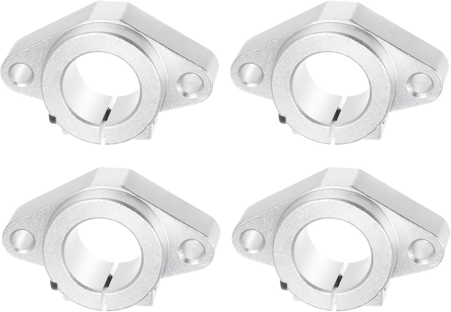 sourcing map 4PCS SHF25 Linear Motion Rail Clamping Rod Rail Guide Support, Aluminum Mounting Bracket for 25mm Diameter Linear Motion Rod, Silver Tone