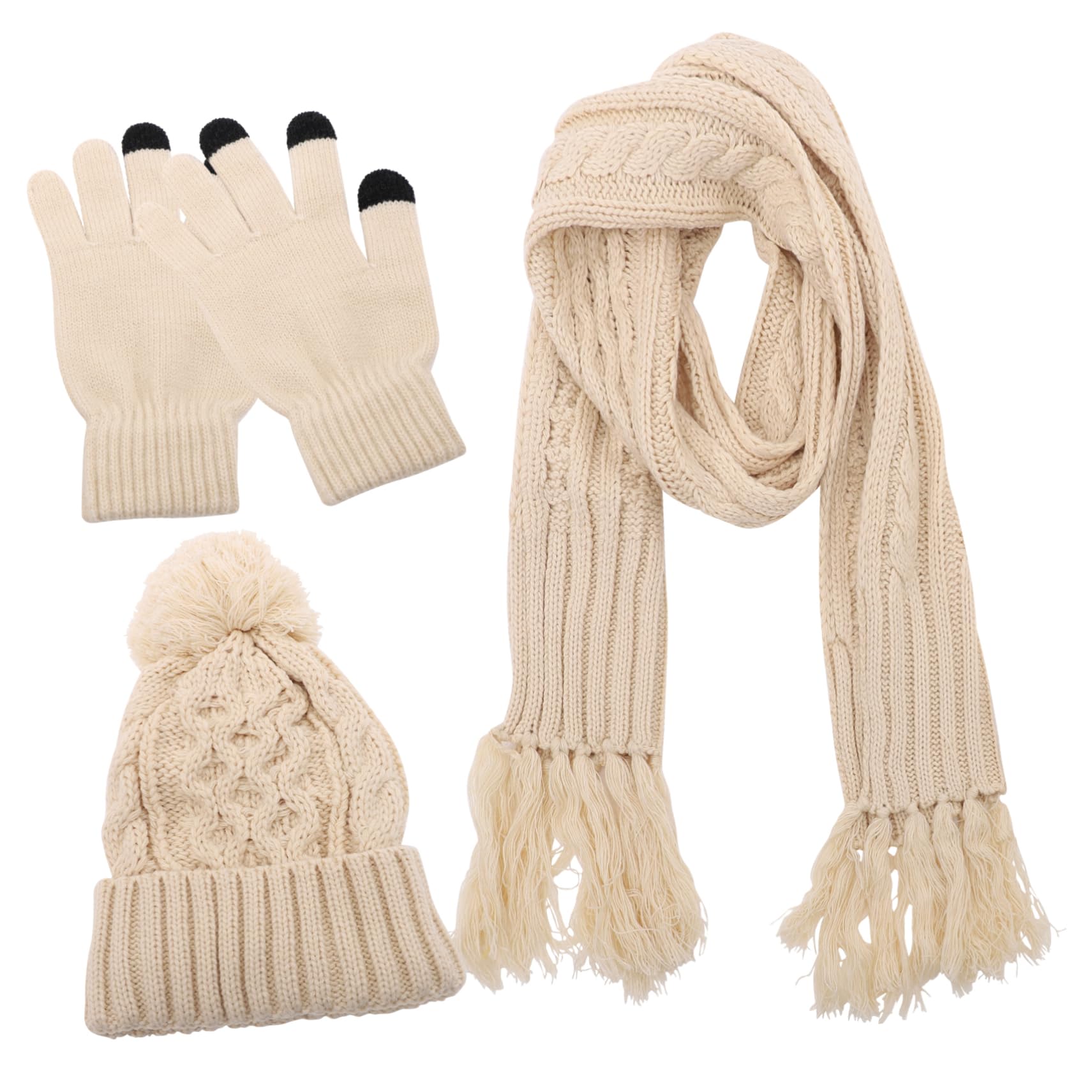Holibanna gorro de lana otoño invierno guantes calientes de punto guantes de punto guantes para clima beanie trajes de esquí para mujeres accesorios de invierno hilo