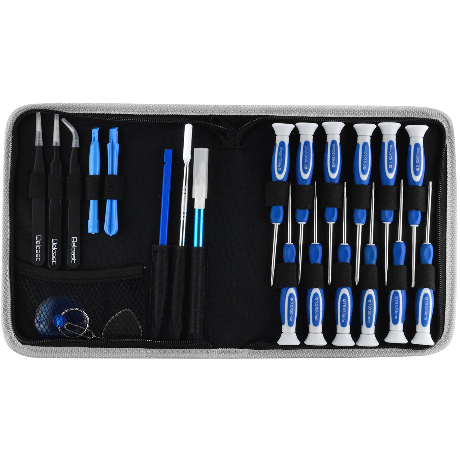 Delcast Precision Electronics Repair Tool Kit with Phillips, Slotted, Torx Security and Pentalobe Screwdrivers (23 Piece)