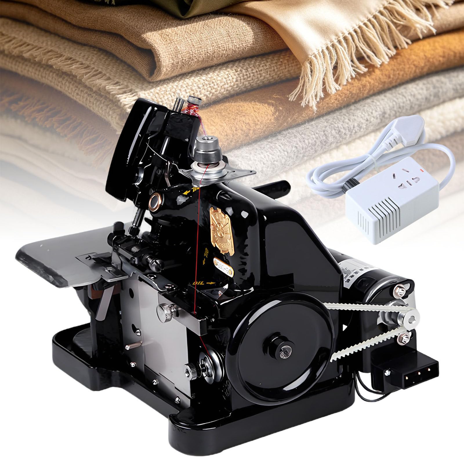 Ymnogjie Serger Sewing Machine,Handheld Coverstitch,Overlock Leather Sergers Machines,with Metal Frame,Overlocker Sewing Machine for Heavy Duty Fabric Black