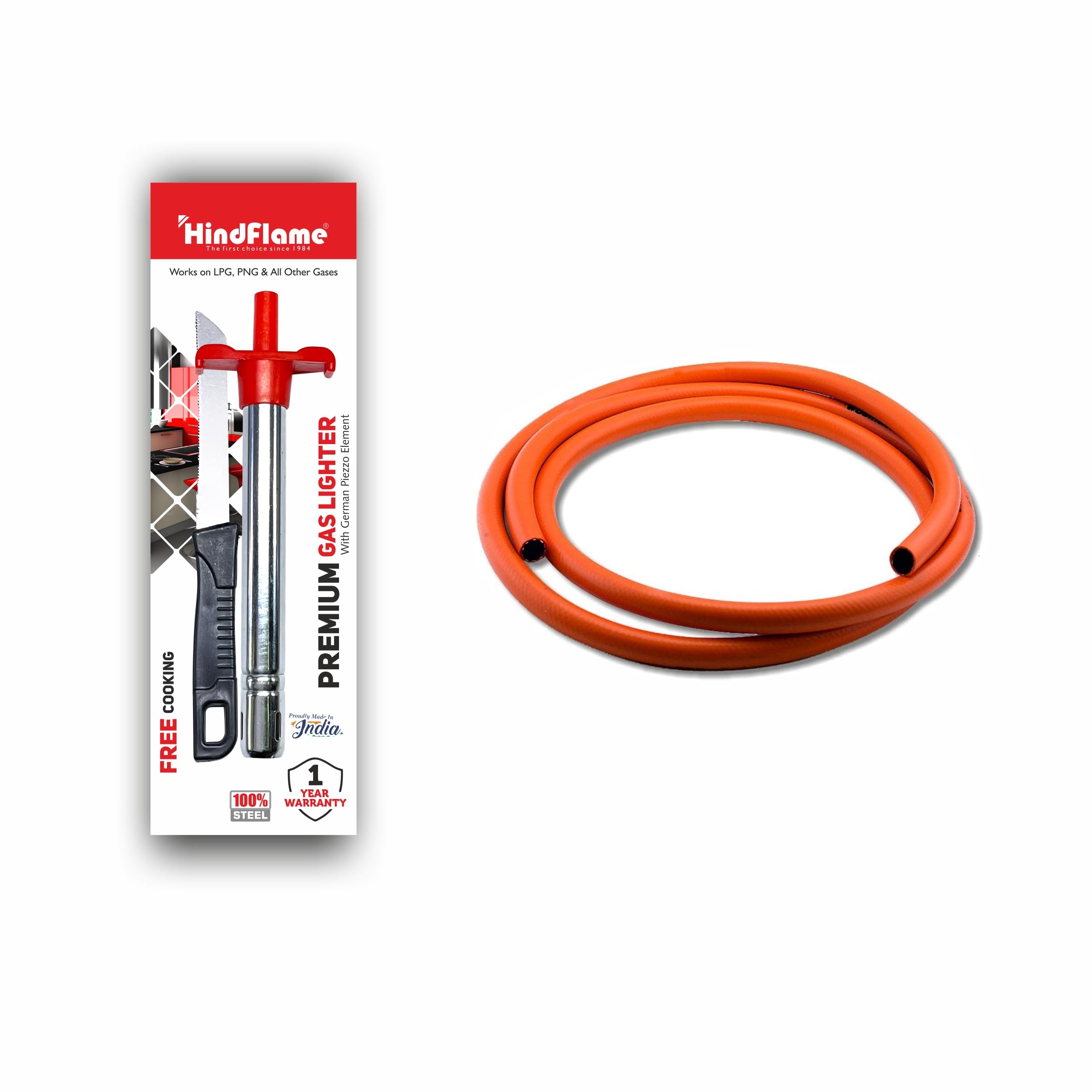 Premium Lighter + Hose Pipe Steel Gas Lighter (Silver, Pack of 1)