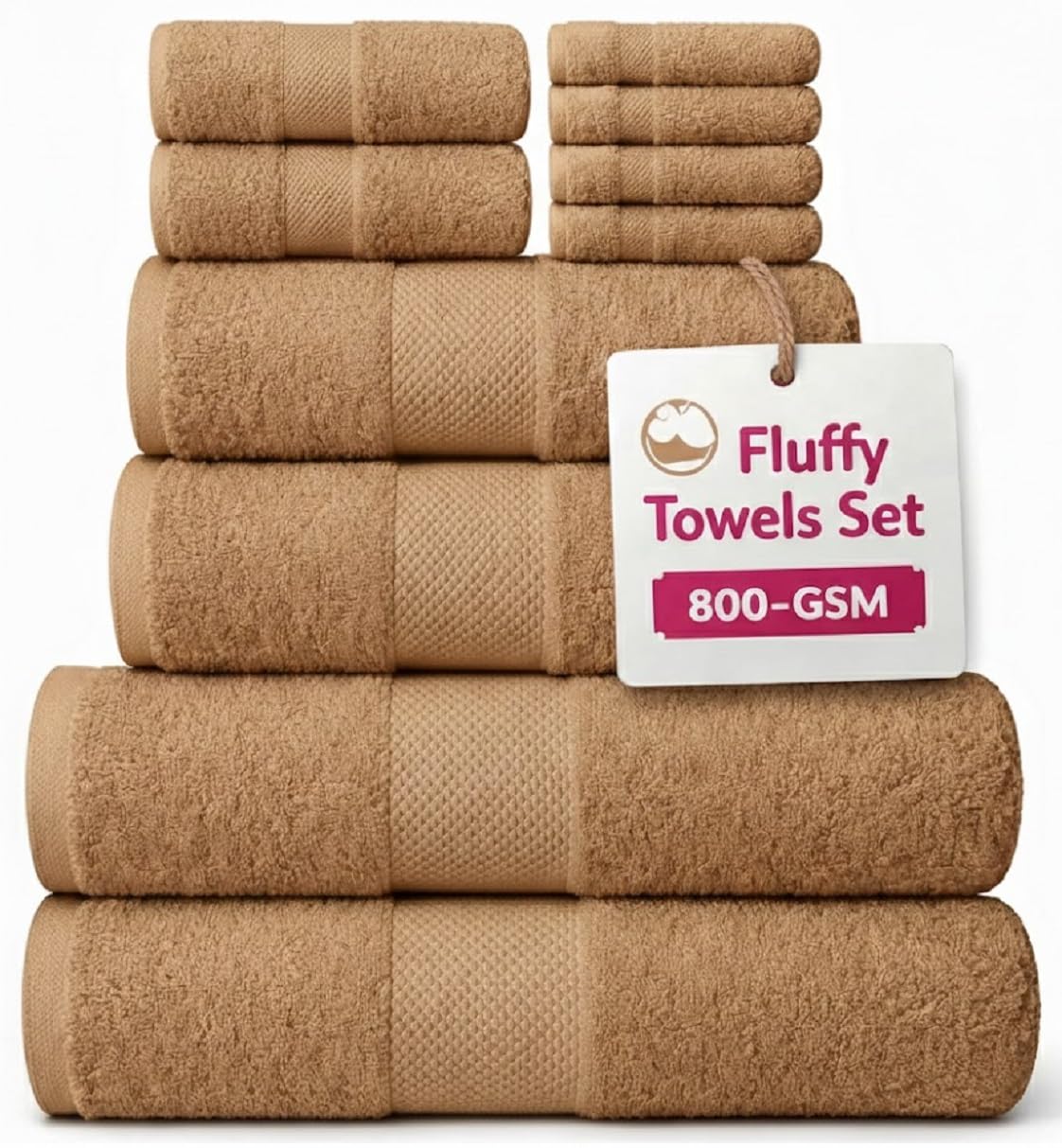 EDB Premium Super Jumbo Extra Large Bath Sheet 100% Egyptian Cotton 800-GSM Soft Towels Quick Dry Highly Absorbent Face Cloth, Hand Towel, Bath Towel Hotel, Gym Quality (1X Hand Towel, Latte)