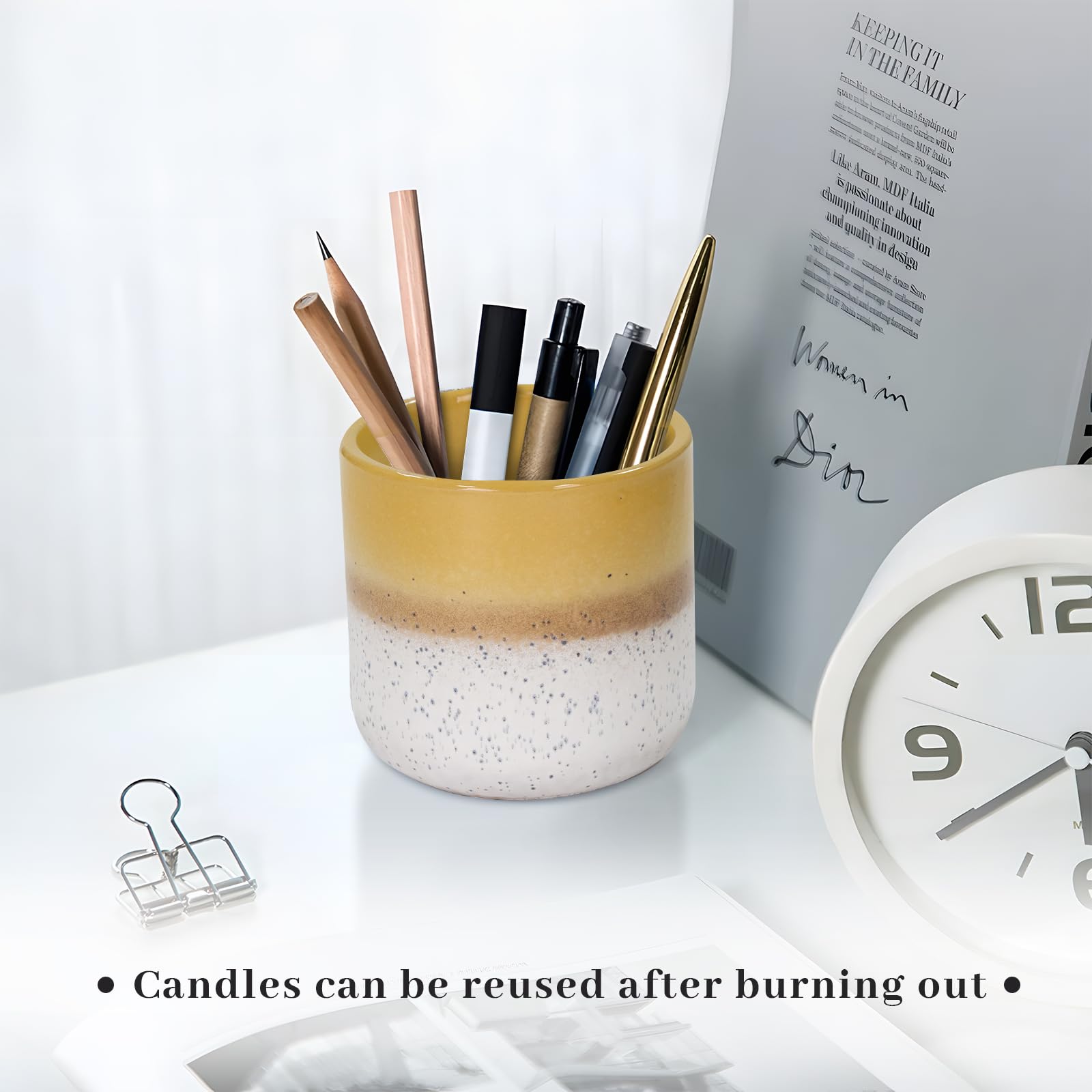 CedarLux Velas en tarro de cerámica, velas de soja para el hogar sin perfume, velas decorativas para vacaciones, cumpleaños, fiestas, vacaciones, 70 horas (11 onzas)