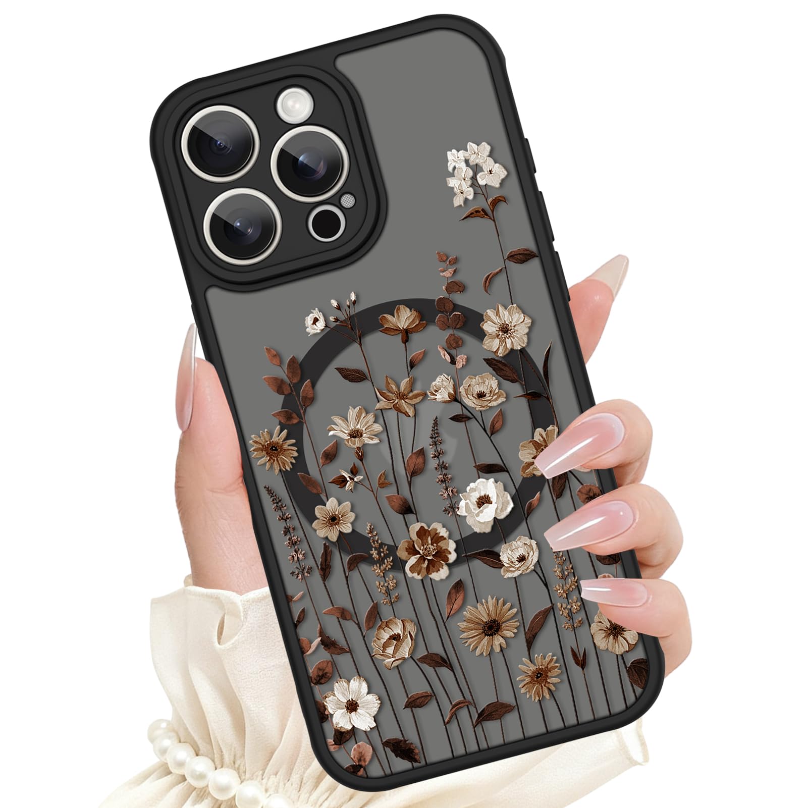 Coque florale iPhone 15 Pro Max fine évite rayures compatible Magsafe - 8