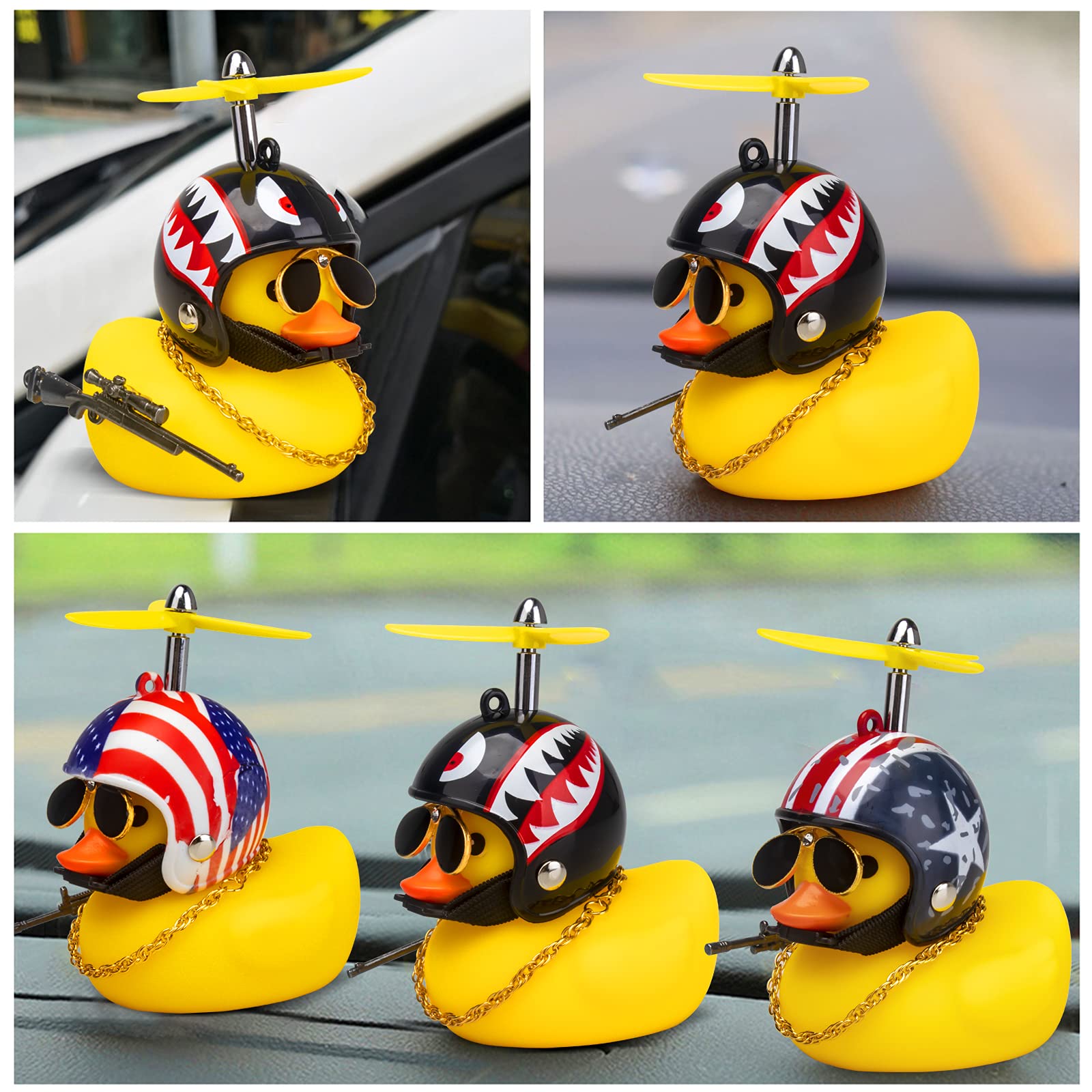 Adornos de pato de goma para automóvil, decoración de tablero de pato para apretar, decoración de bicicleta para ciclismo, motocicleta y accesorios de bicicleta (Shark-L&G) 6