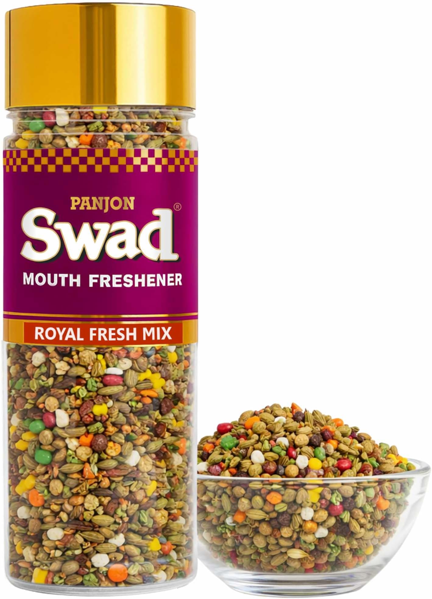 Panjon Swad Mukhwas Mouth Freshener 1 Bottle, 100g (Royal Fresh Mix)