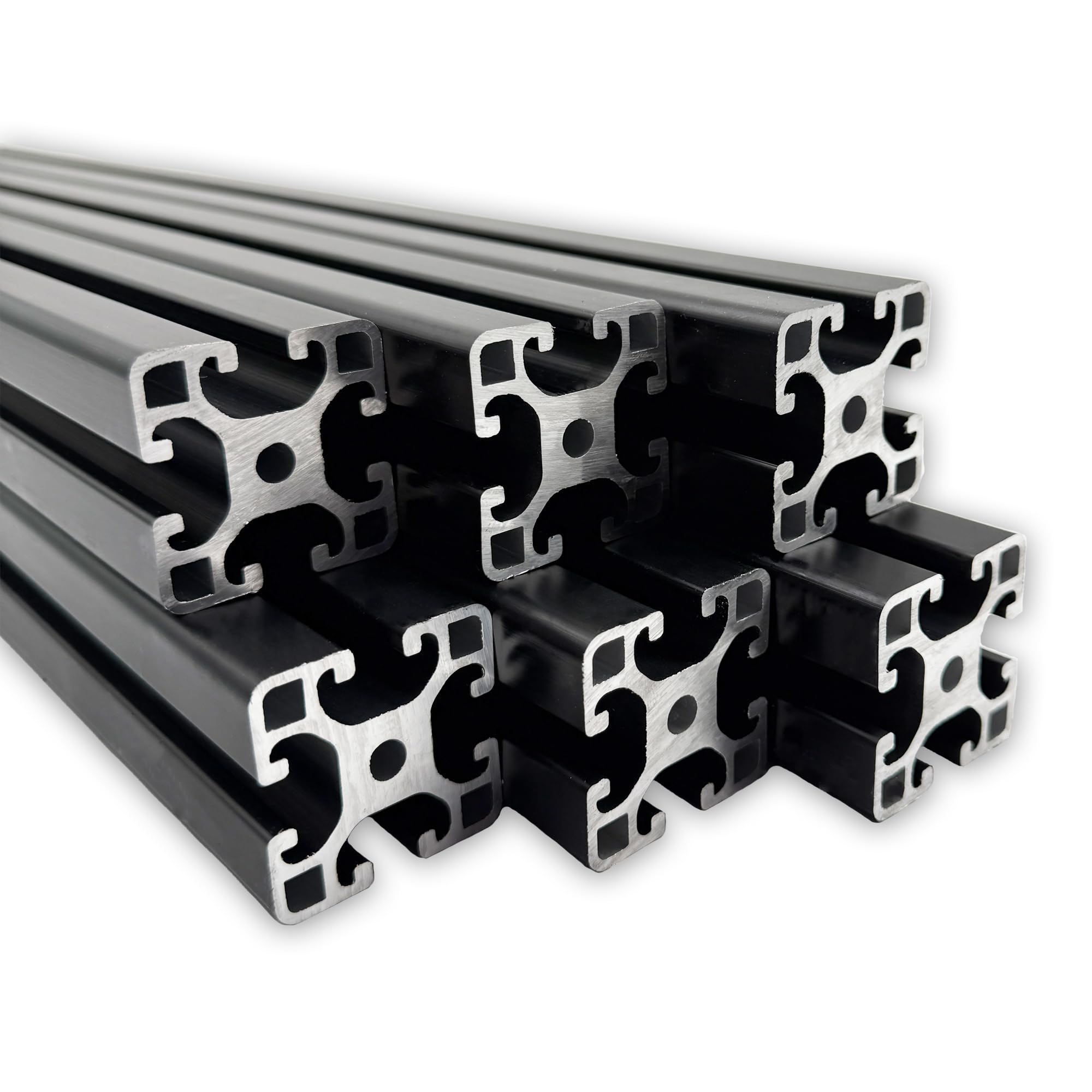 Aluprofil 40x40 mm | Nut 8 | 3 Stück mit 2 Meter = 6 Meter | schwarz eloxiert E6/C35 | Aluminium Profil | Nutenprofil | Aluprofil | Alu Profil | Leicht | Montagesystem |