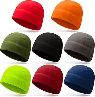 Geyoga 8 Pieces Fleece Hat Mens Winter Skull Cap Tactical Fleece Skull Beanie for Running Skiing Cycling Sports ()