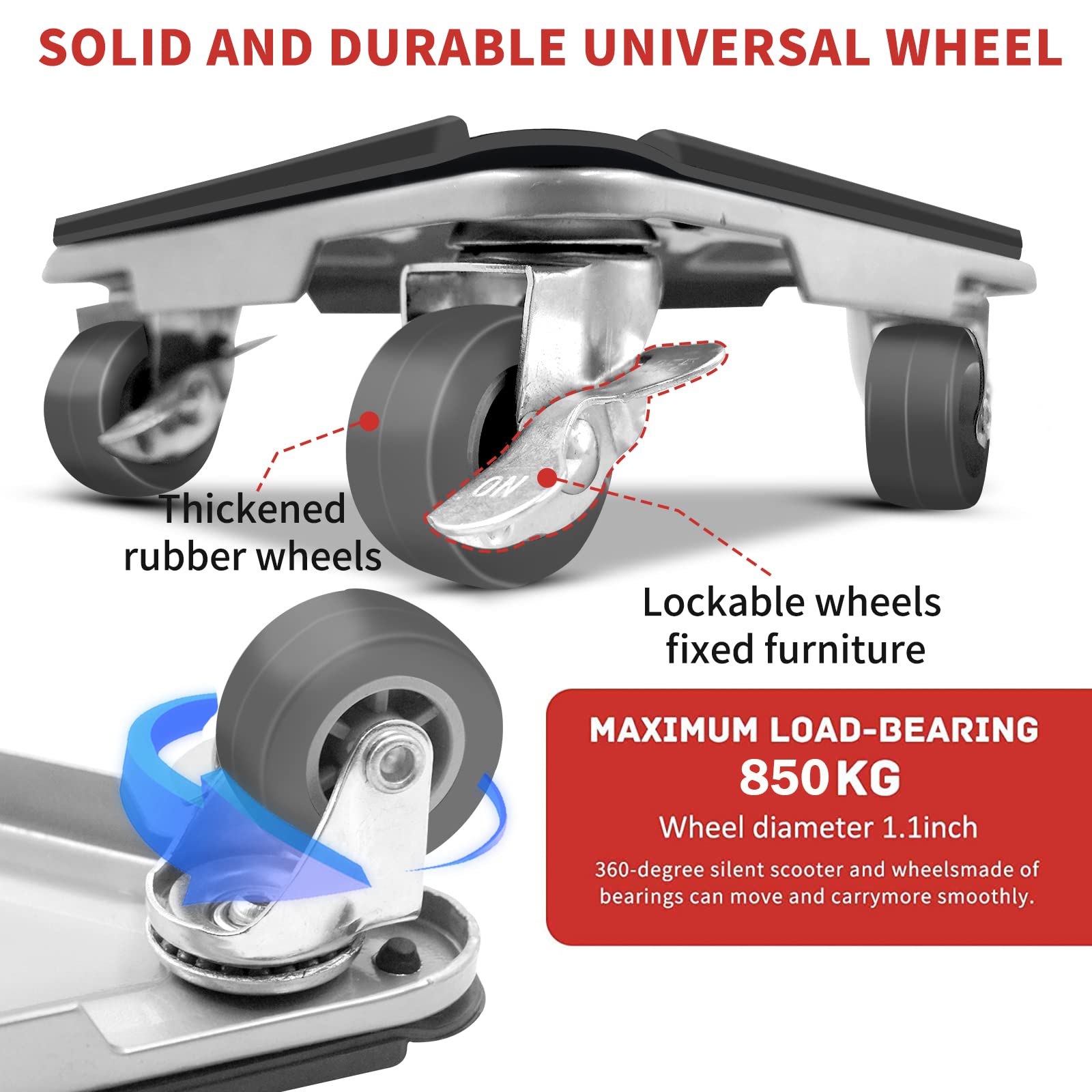Buy Upgraded Furniture Moving Wheels, 850kg/1950lbs Heavy Duty Safe
