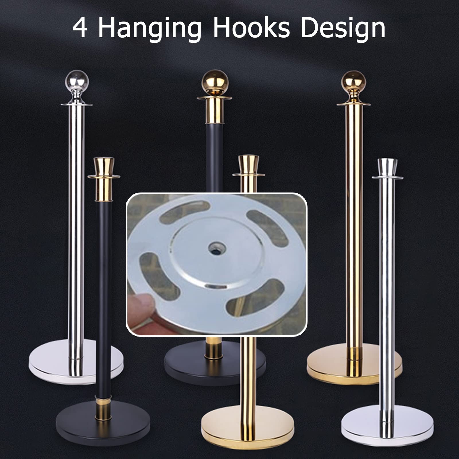 Crowd Control Barrier Ropes White Velvet S - Luxury Crowd Control Barriers With Golden Buckles Stanchion Rope - View #8