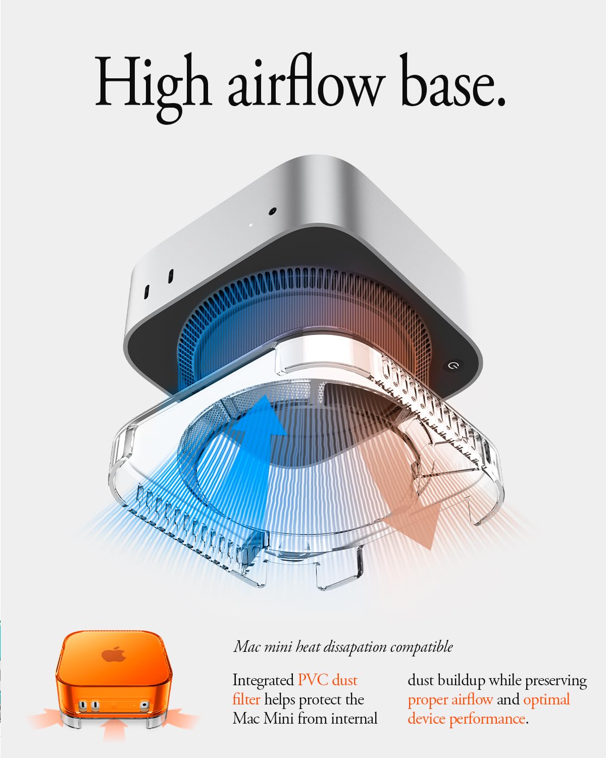 Spigen Classic C1 Cover con Supporto per filtro dell'aria integrato Compatibile con Mac mini M4 / M4 Pro Chip (2024) - Tangerine