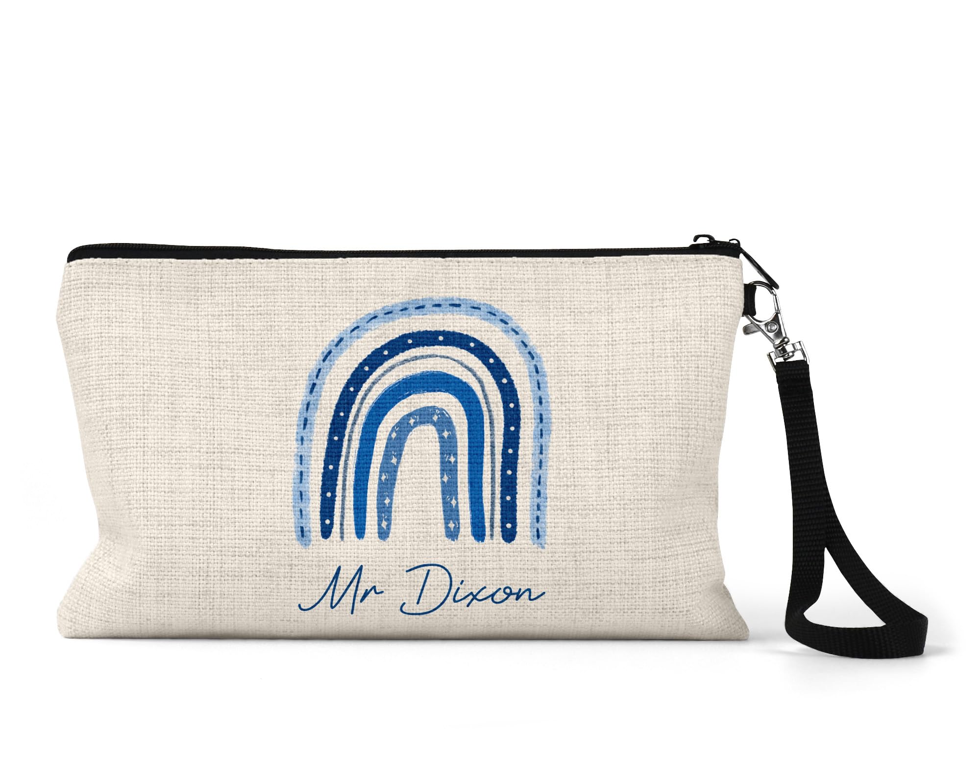 UNIQUEPGIFTS Teacher Case for Women, Personalised Linen Pencil Case - Rainbow, End of School Gift for Leaving or Teaching Assistant, Nursery Case 2 โ image 1