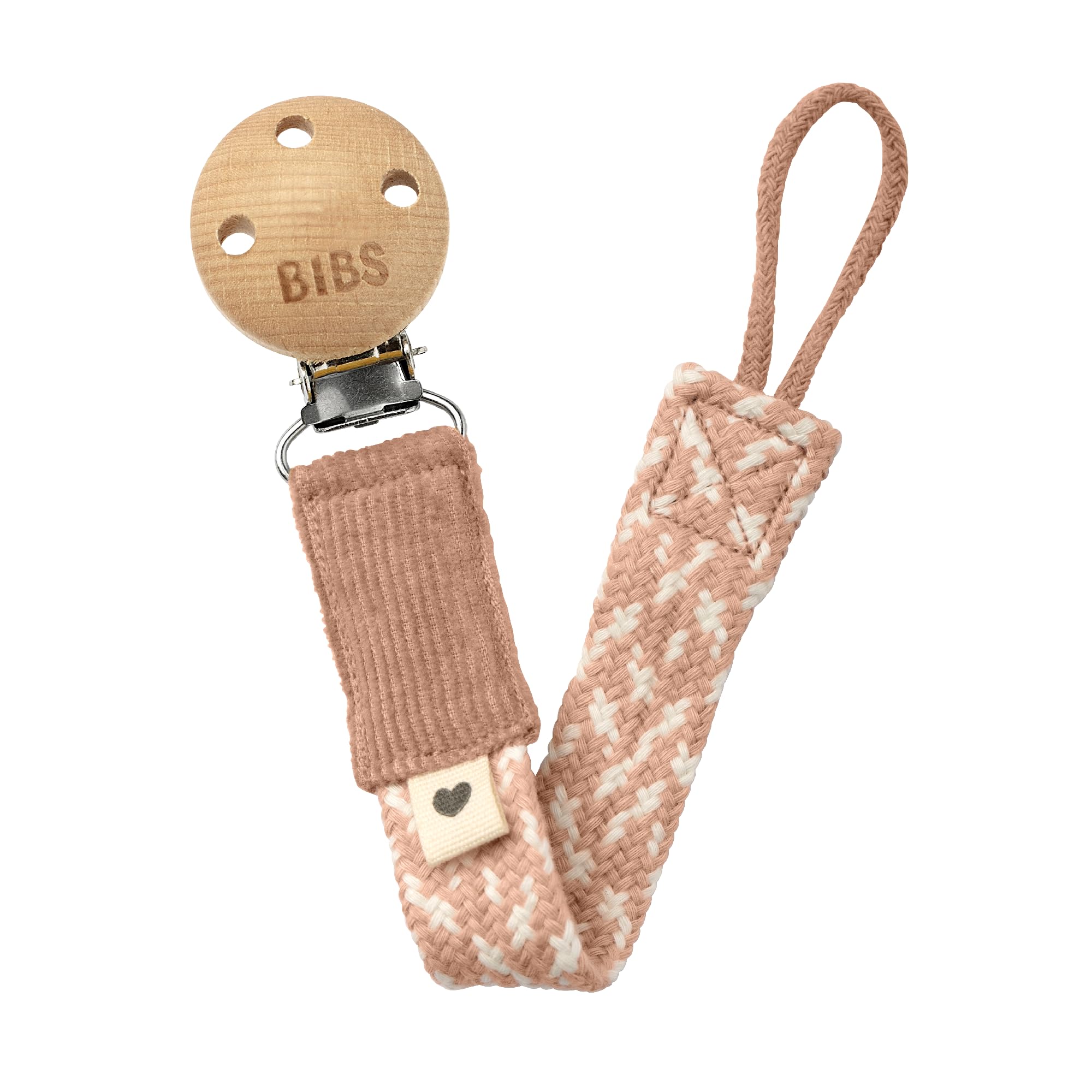 BIBS Paci Braid. Catenella per succhietto Cotone 100% biologico. Disegnato in Danimarca, Misura unica (0-36 mesi), Blush/Ivory