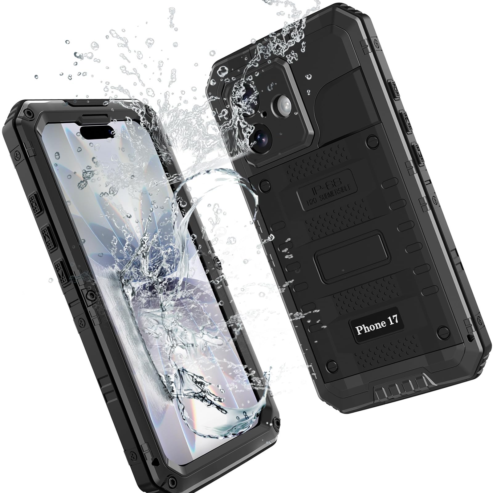 iPhone Air Outdoor Sport Case 【IP-68 Certified,Underwater, 5 m Drop】 Metalowy ekran zderzaka, odporny na wstrząsy, podwodny futerał na całą obudowę do Apple iPhone Air - czarne