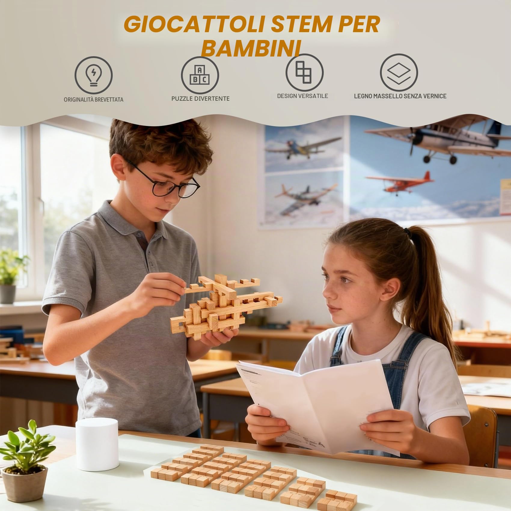 Blocchi di Costruzione, 15&20+ Forme, Puzzle 3D in Legno, Rompicapo per Adulti e Bambini. Montessori - Gioco di Costruzione per Bambini 5+ e Adulti (20 in 1 Versione Premium)