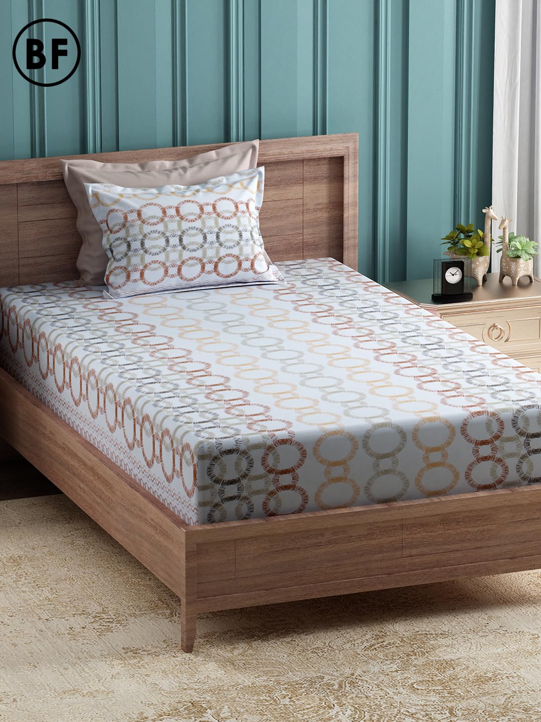 Story@Home 144 TC Single Bedsheet Cotton, 2 Single Bedsheets with 2 Pillow Covers | Off White & Peach | Circle | (Bedsheet Single Bed : 147 X 224 cm & Pillow : 41 X 61 cm) (B0CJ4VF6WG) Amazon Price History, Amazon Price Tracker