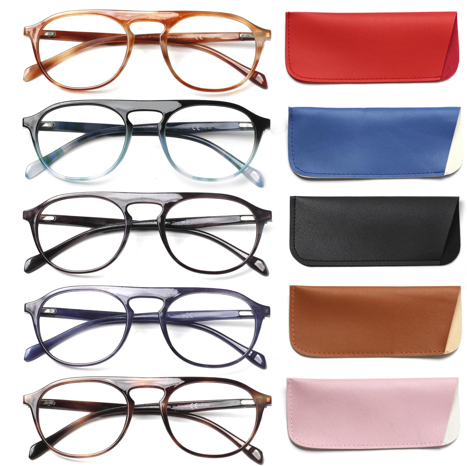 JOSCHOO 5 pack Reading Glasses for Women Men Spring Hinge Eye Glasses, Blue Light Blocking Readers Anti Eyestrain