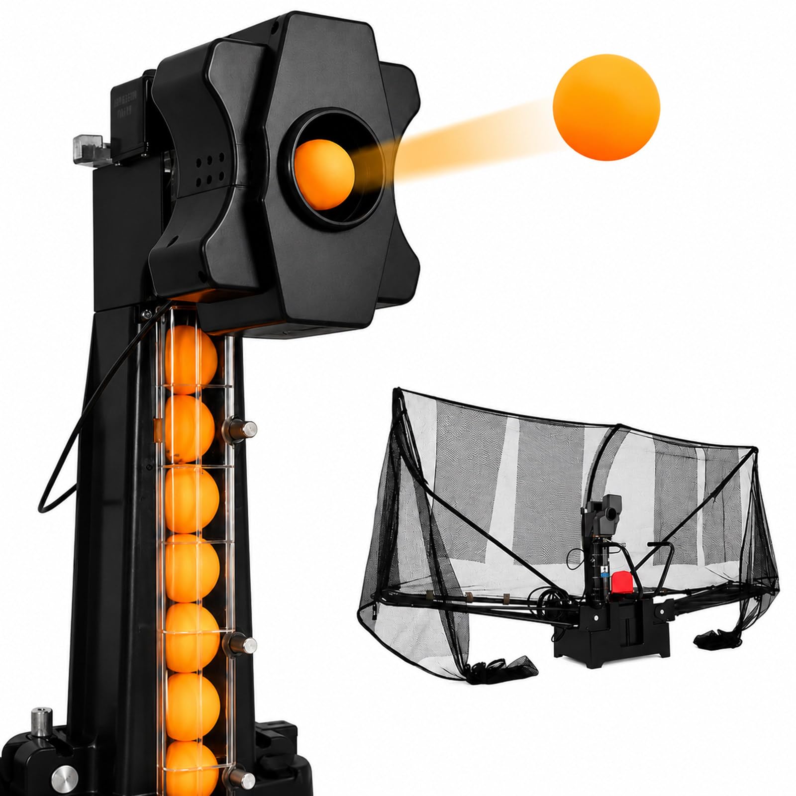 Robot tennistavolo con Ampia Rete, 9 Effetti, 30-90 Palline/min