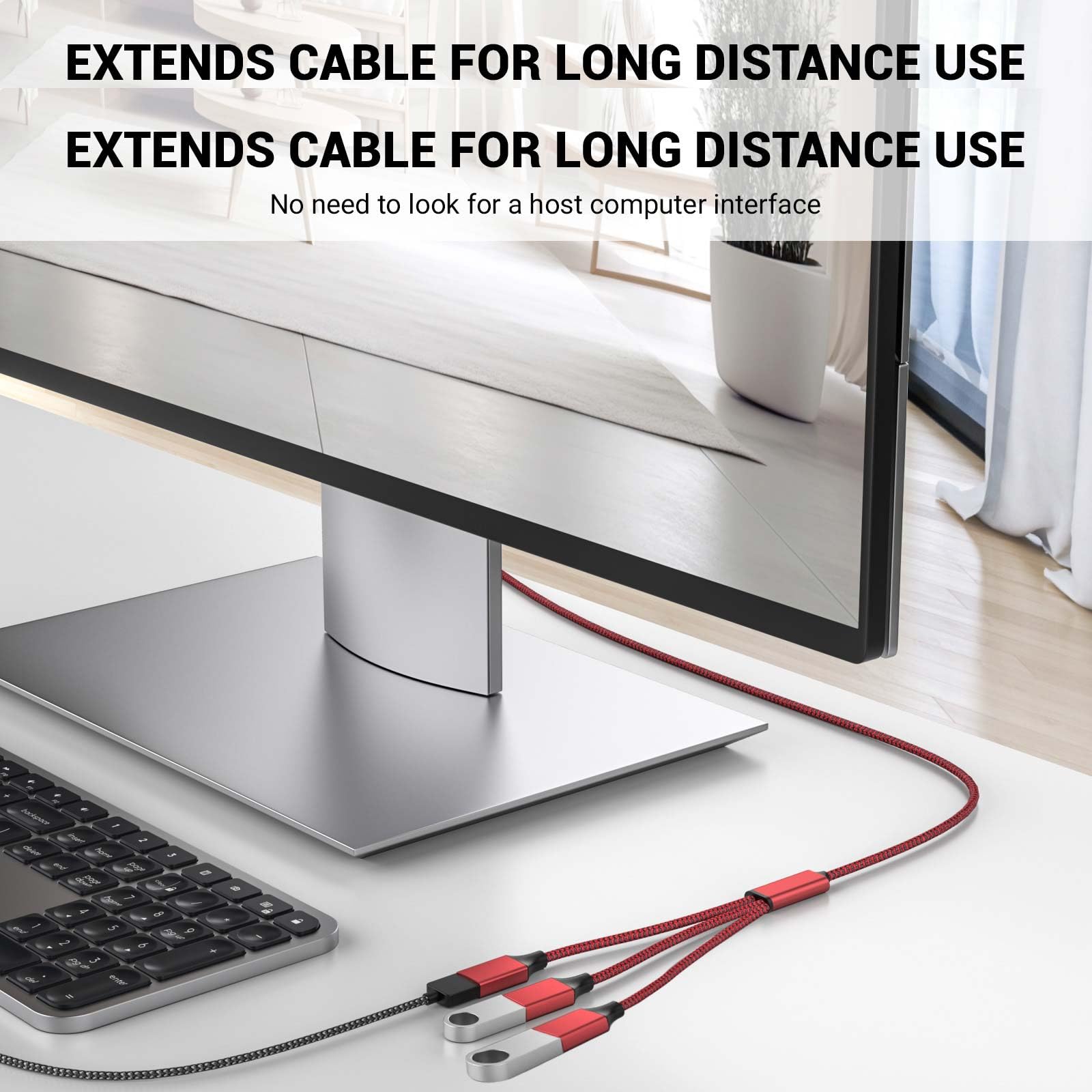 Répartiteur USB 3 en 1, câble d'extension mâle A vers 3 femelles, répartiteur USB Y prend en charge le chargement et le transfert de données pour TV/PC/ordinateur portable/MacBook/clavier/PS4