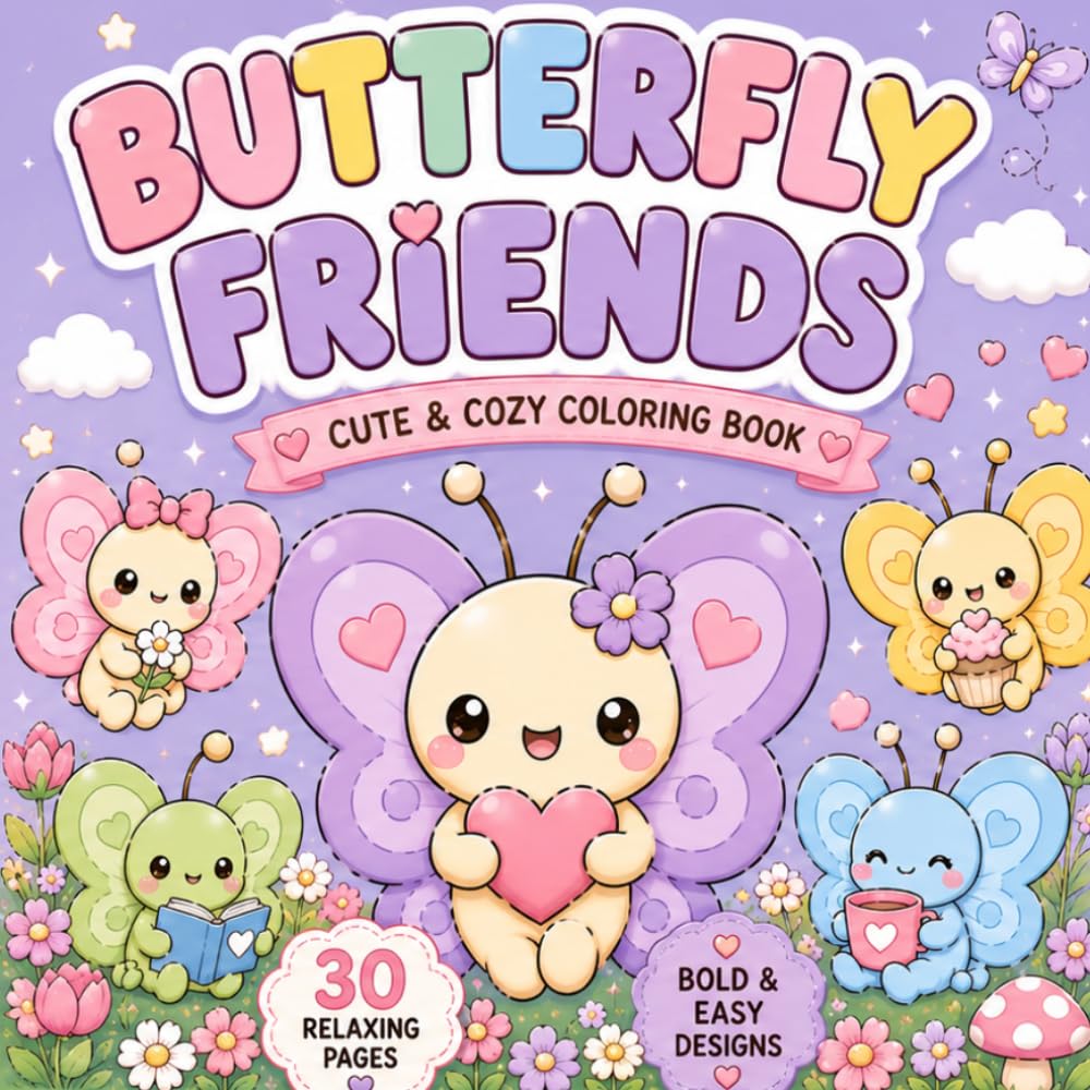 Butterfly Friends – Cute & Cozy Coloring Book