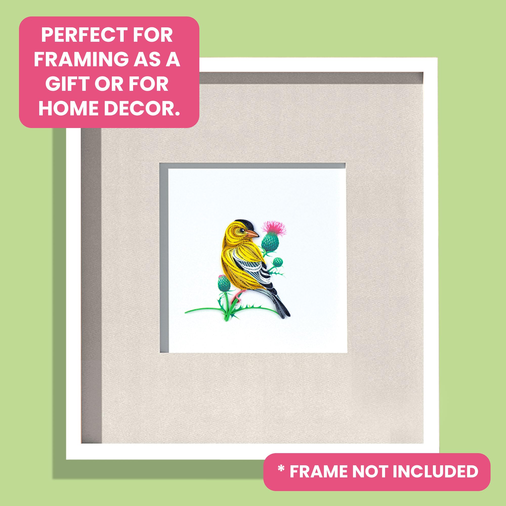 Quilling American Goldfinch Goldie On Thistle Hand-Finished Art Greeting Card Frameable Art - Image 2