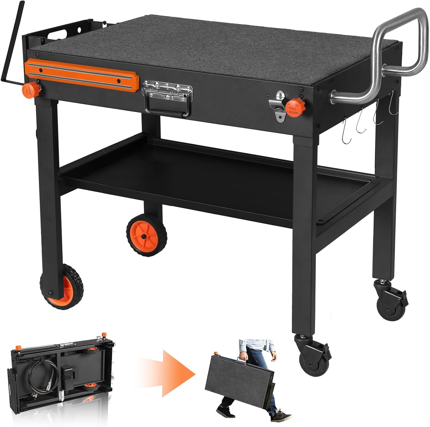 Blackstone Griddle Stand, Portable Outdoor Grill Table, Foldable Grill Cart With Wheels Fit 22 Inch or 17 Inch, Camping Folding Pizza Oven Tables Fit Ninja Grill and Weber?Blackstone Table 31"D x 17"W