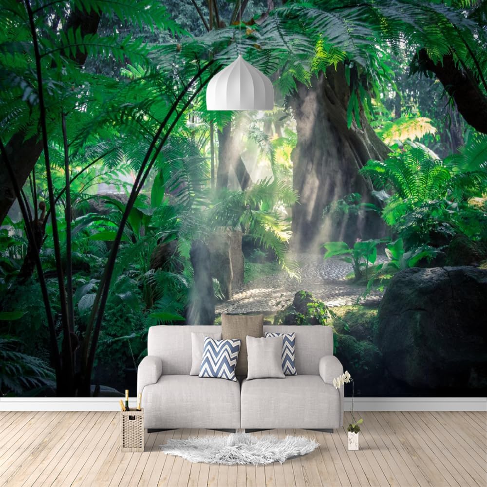 Qbxieko Tropical Plants Wallpaper Mural, Thick Tree Self-Adhesive