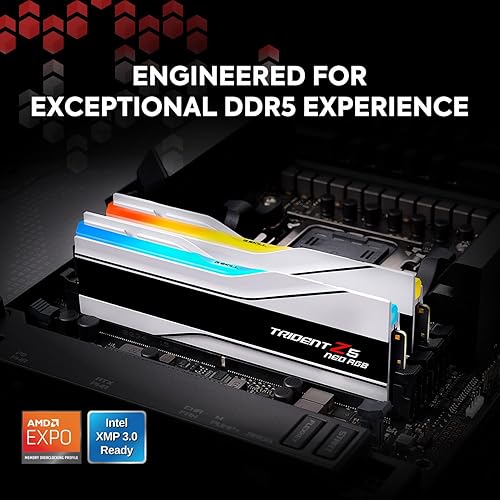Miniatura 2 de G.SKILL Trident Z5 Neo RGB Series DDR5 RAM (AMD Expo e Intel XMP 3.0) 64GB (2x32GB) 6000MT/s CL36-36-36-96 1.35V Memoria de computadora de Blanco