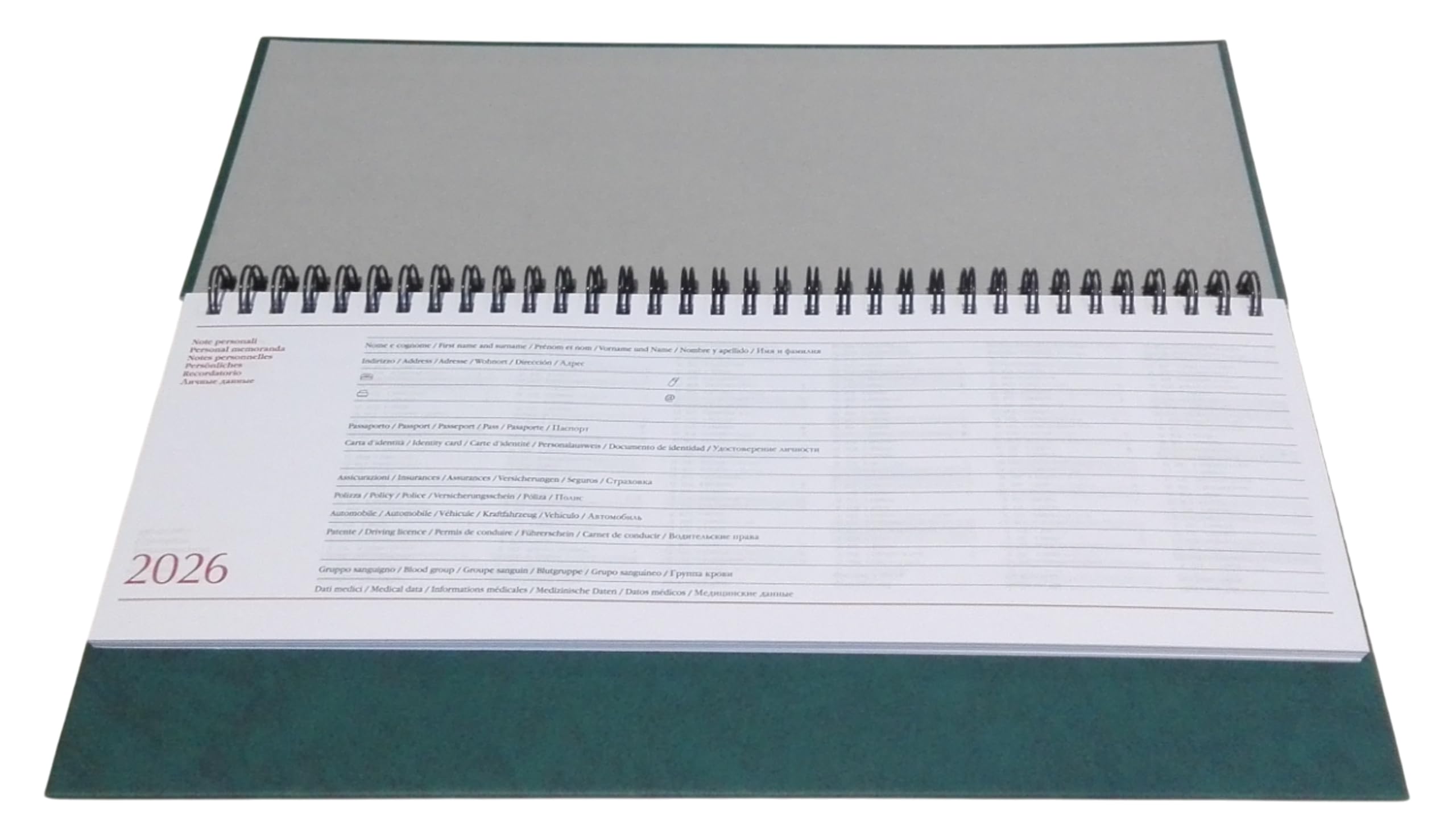 Agenda Settimanale Da Tavolo 2026, Formato 29,8x10,5 Cm, 128 Pagine, Verde, Confezione Da 2 Pezzi