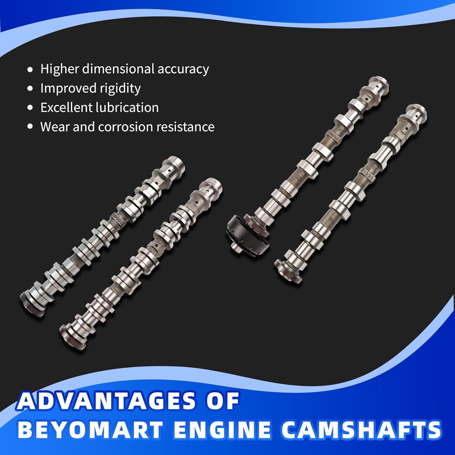 4PCS Complete Engine Camshafts Compatible with Dodge Ram 1500 3.6L 2016-2024 Fit for Jeep 2016-2024 Grand Cherokee Chrysler Pacifica Replace OE 5047913AD 5047912AD 5048030AD 5048029AD