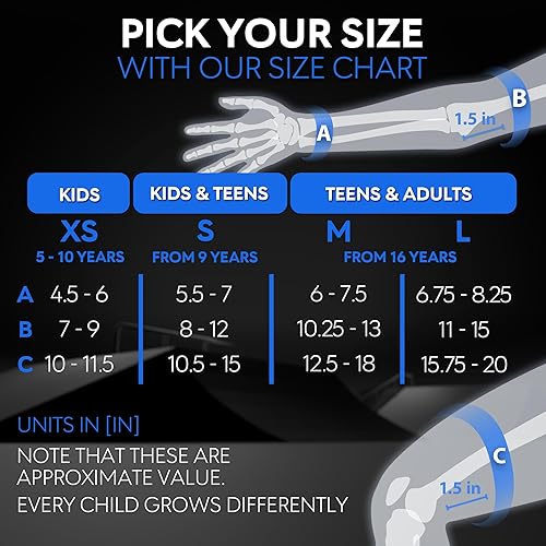 Miniatura 6 de SKATEWIZ Equipo de protección de patinaje para adultos y niños 6 unidades incluye rodilleras, coderas, muñequeras para patinaje sobre ruedas y