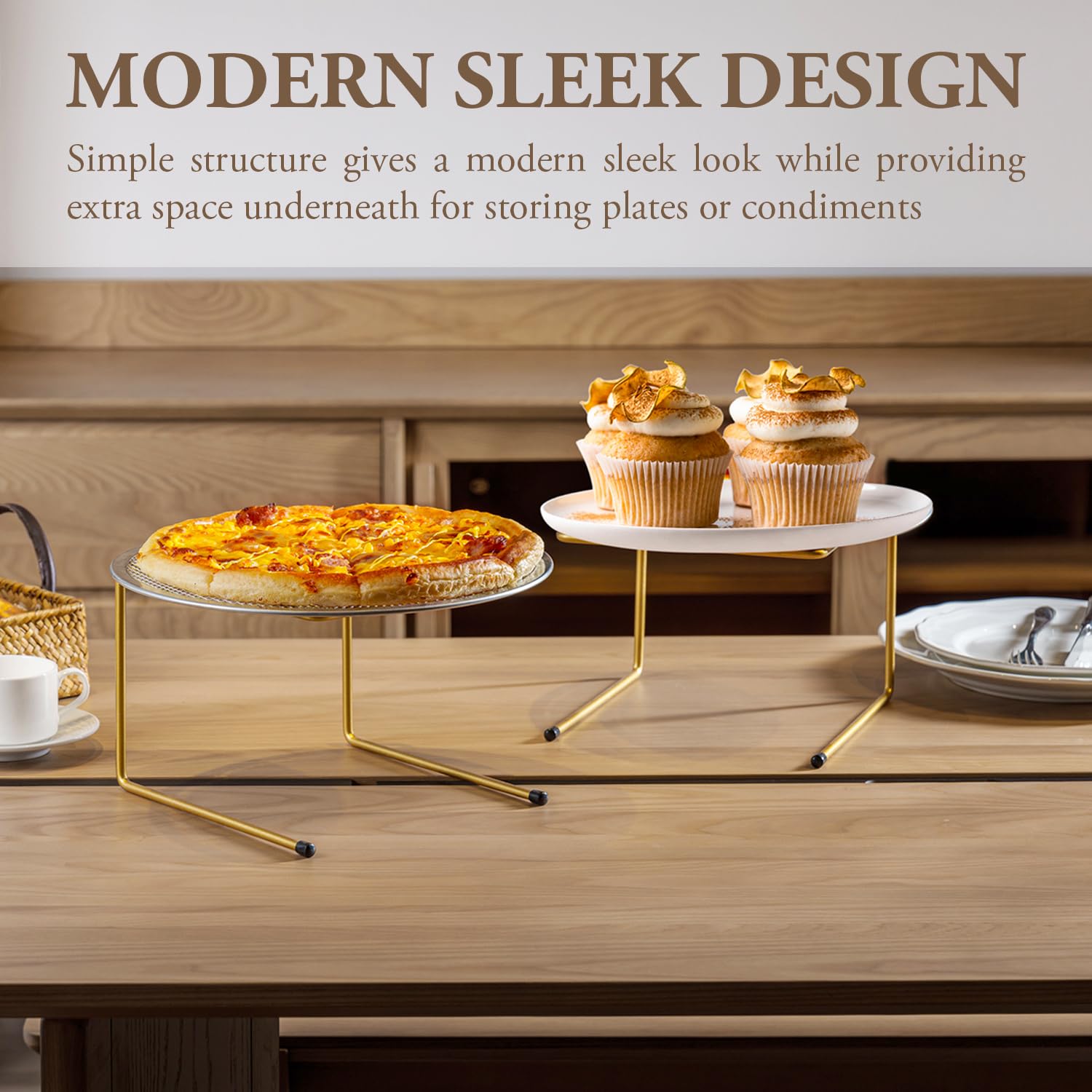 Snapklik.com : MyGift Brass Metal Pizza Table Stands