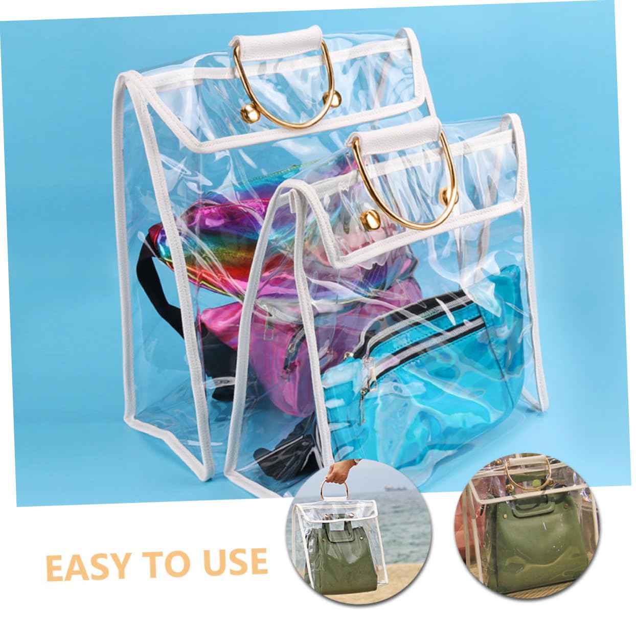 Homoyoyo Organizadores de Bolsos Transparentes PVC Colgantes 2 Piezas | Identifica Contenido al Instante, Almacenamiento Suspendido, Formato para Mantas y Mochilas
