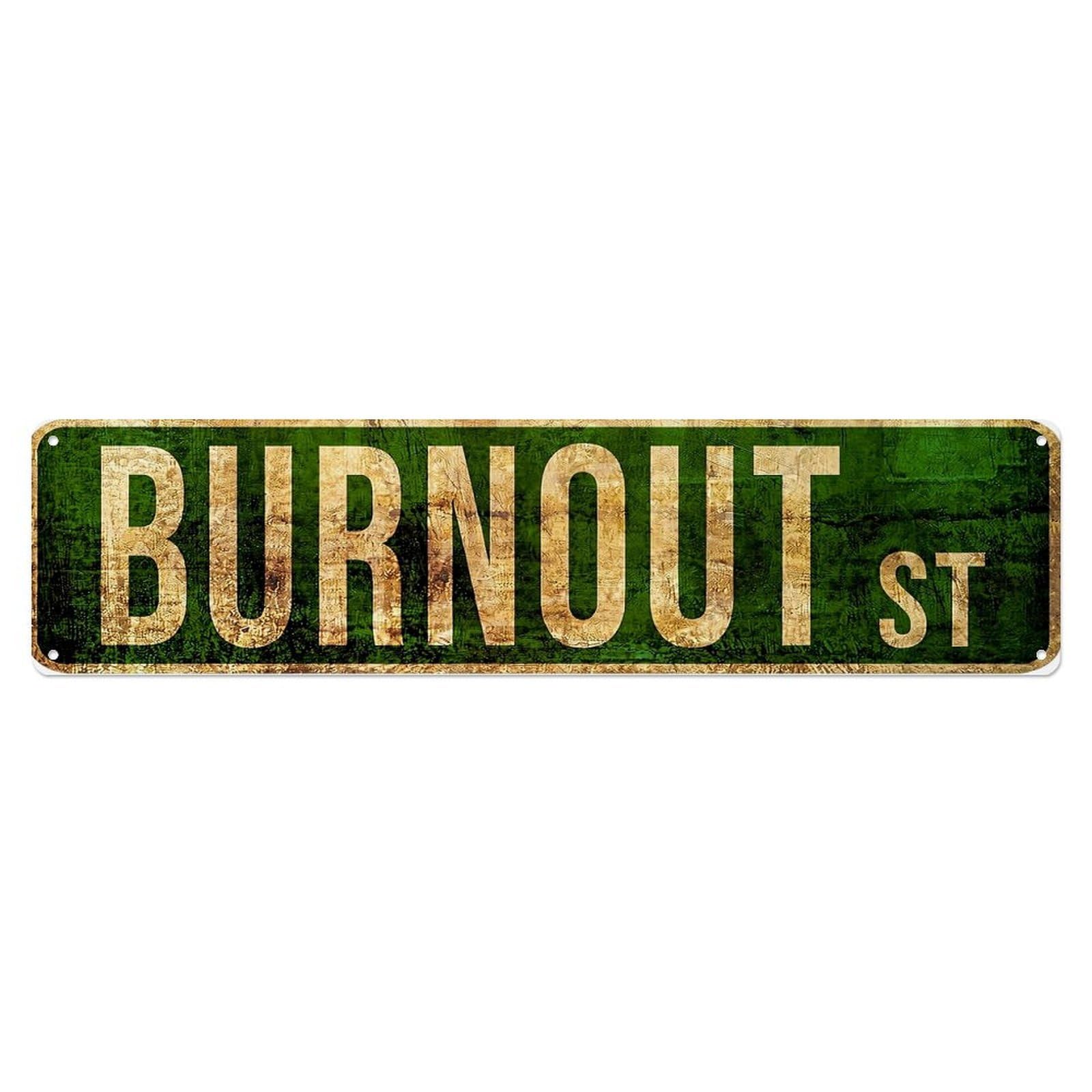 Burnout Street Sign Pattern Metal Tin Sign Plaque