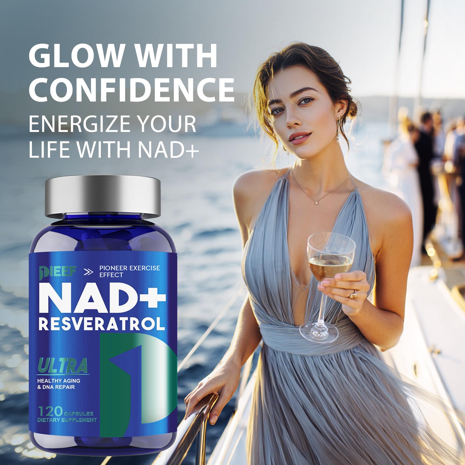 NAD+ Supplement 1500mg mit Resveratrol, 120 Kapseln, Zelluläre Energie & Stoffwechselunterstützung, NMN Alternative für Männer & Frauen