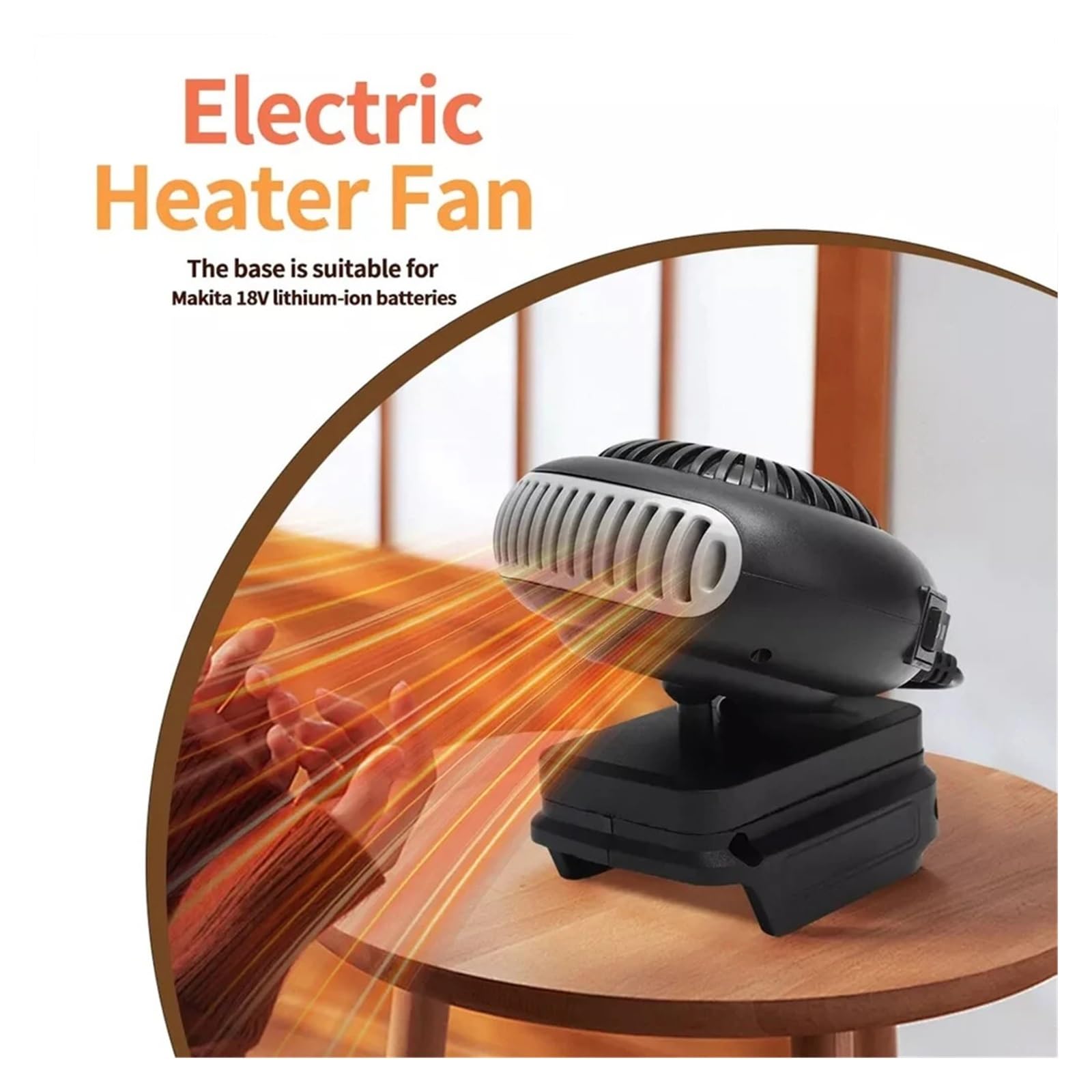 Calentador eléctrico de ventilador de 2 velocidades, 18 V, alimentado por batería for BL1815, BL1820, BL1530, BL1840, BL1850 y BL1860