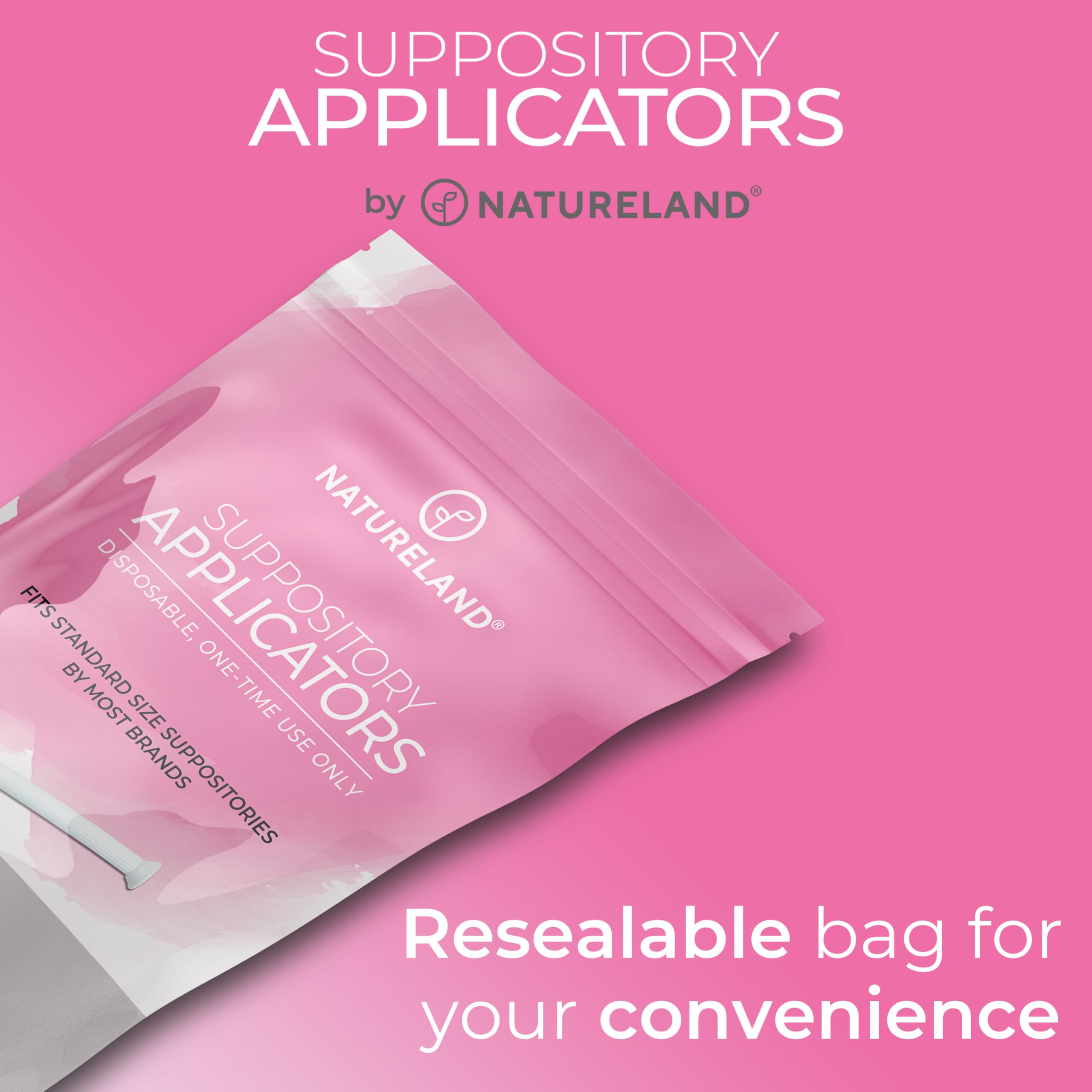 Natureland Personal Suppository Applicators for Women, Individually Wrapped Disposable Applicators with Silky Smooth Comfort Tip, Daily Intimate Care Tool (Large tip applicators, 20 Count (Pack of 1))
