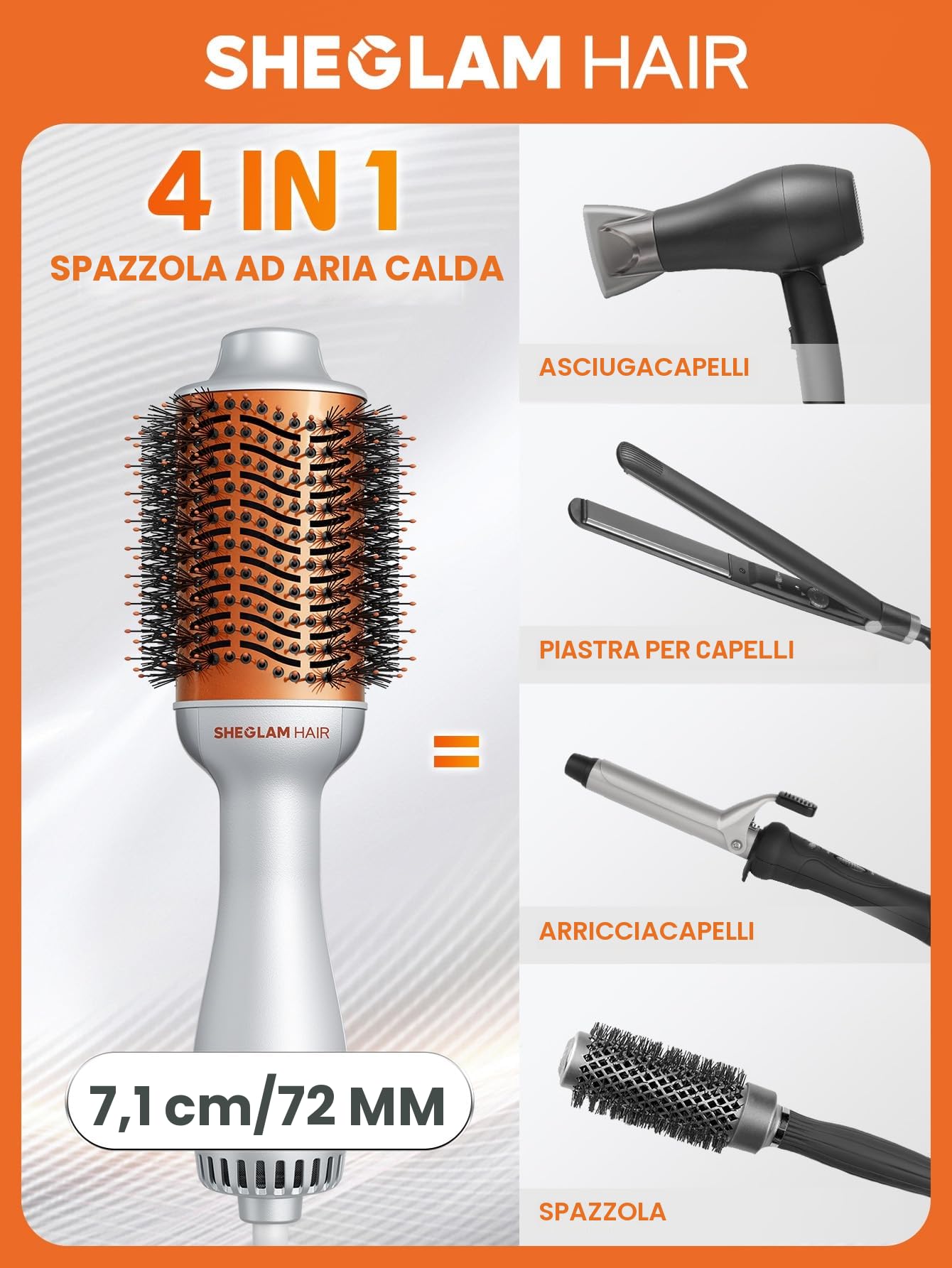 SHEGLAM Blowout Bliss Spazzola ad aria calda 4 in 1 – Asciugatura, Levigatura, Loop e Volume con cura lucida, spazzola termica, asciugatrice e Styler