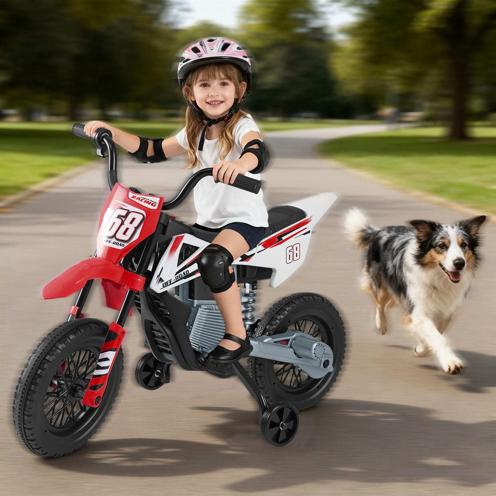 COSTWAY 12V Voiture Électrique Enfant avec Roues d'Entraînement & Batterie Amovibles, Suspension à Ressorts, 3-5 km/h, Charge 30 kg, 3-8 Ans
