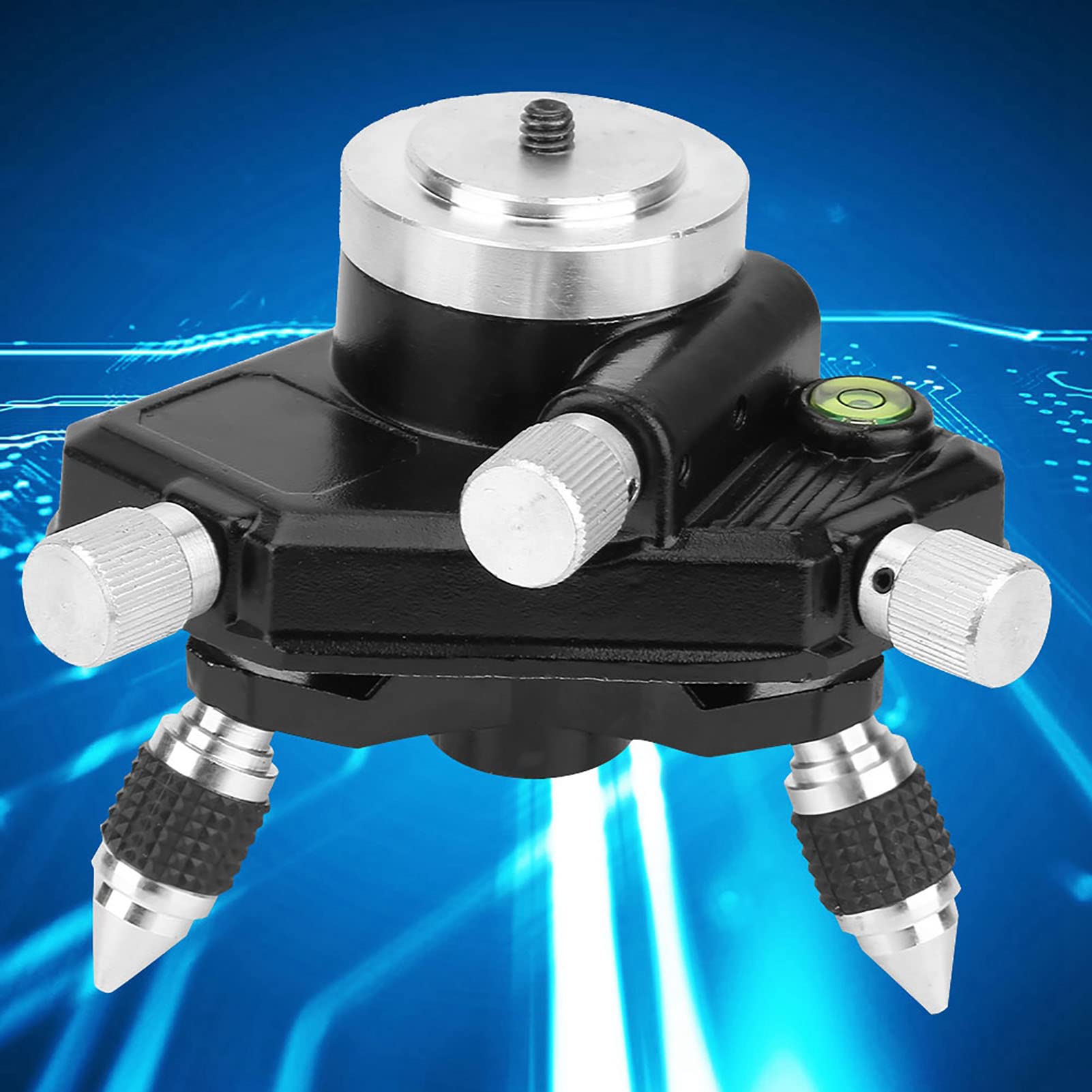 Adaptateur de Niveau Laser 360° Tournant Réglable, Support de Trépied en Alliage D'aluminium avec Filetage 1/4 pour la Mesure, Base de niveau, trepied niveau laser, 3 Boutons D'angle