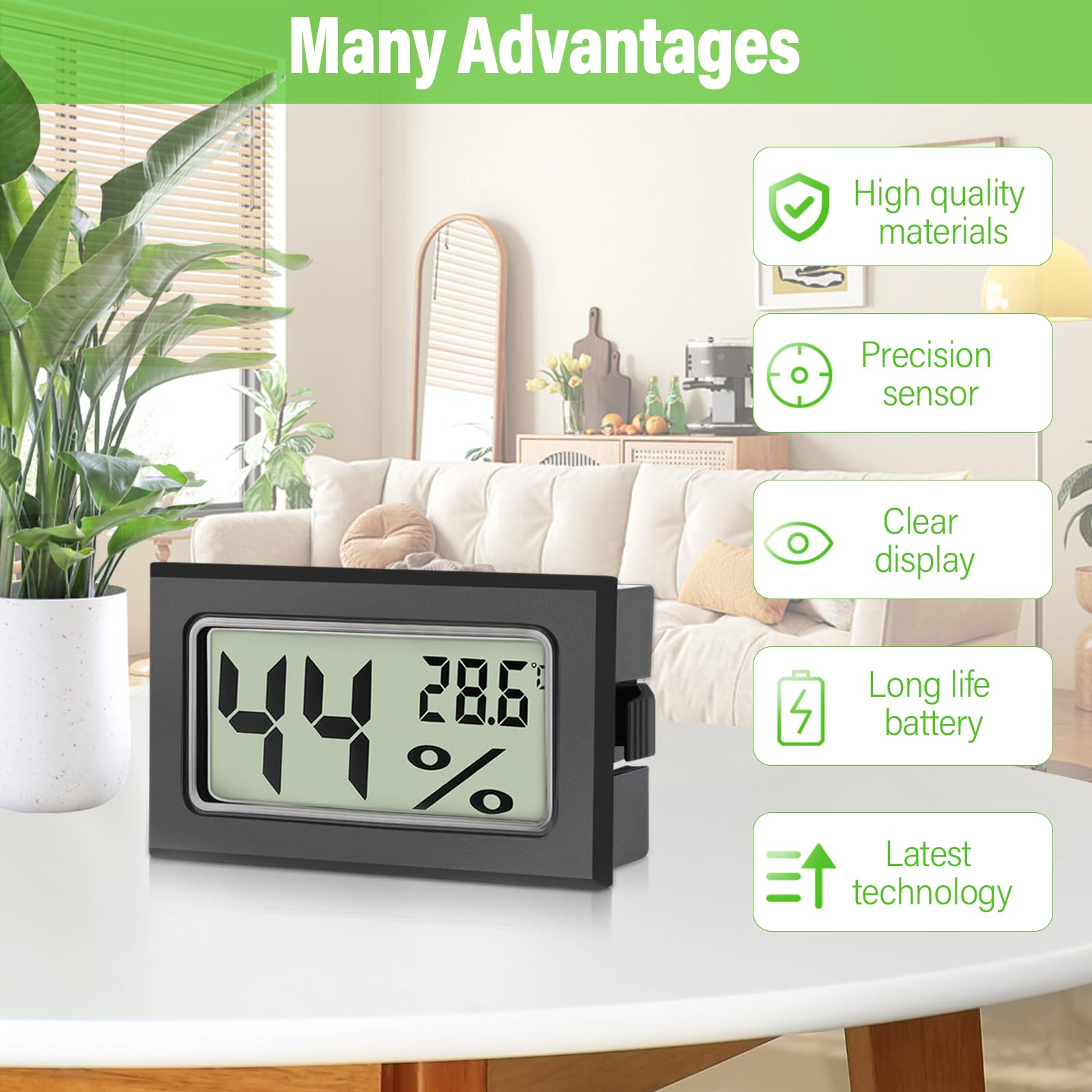 Sprifityy 8 Pezzi Mini Termometro Ambiente Interno Digitale, Igrometro Digitale con Gradi Celsius -50°C~+70°C, Igrometro Umidità Casa per Serra, Casa, Ufficio, Giardino, Cantina, Seminterrato (Nero)