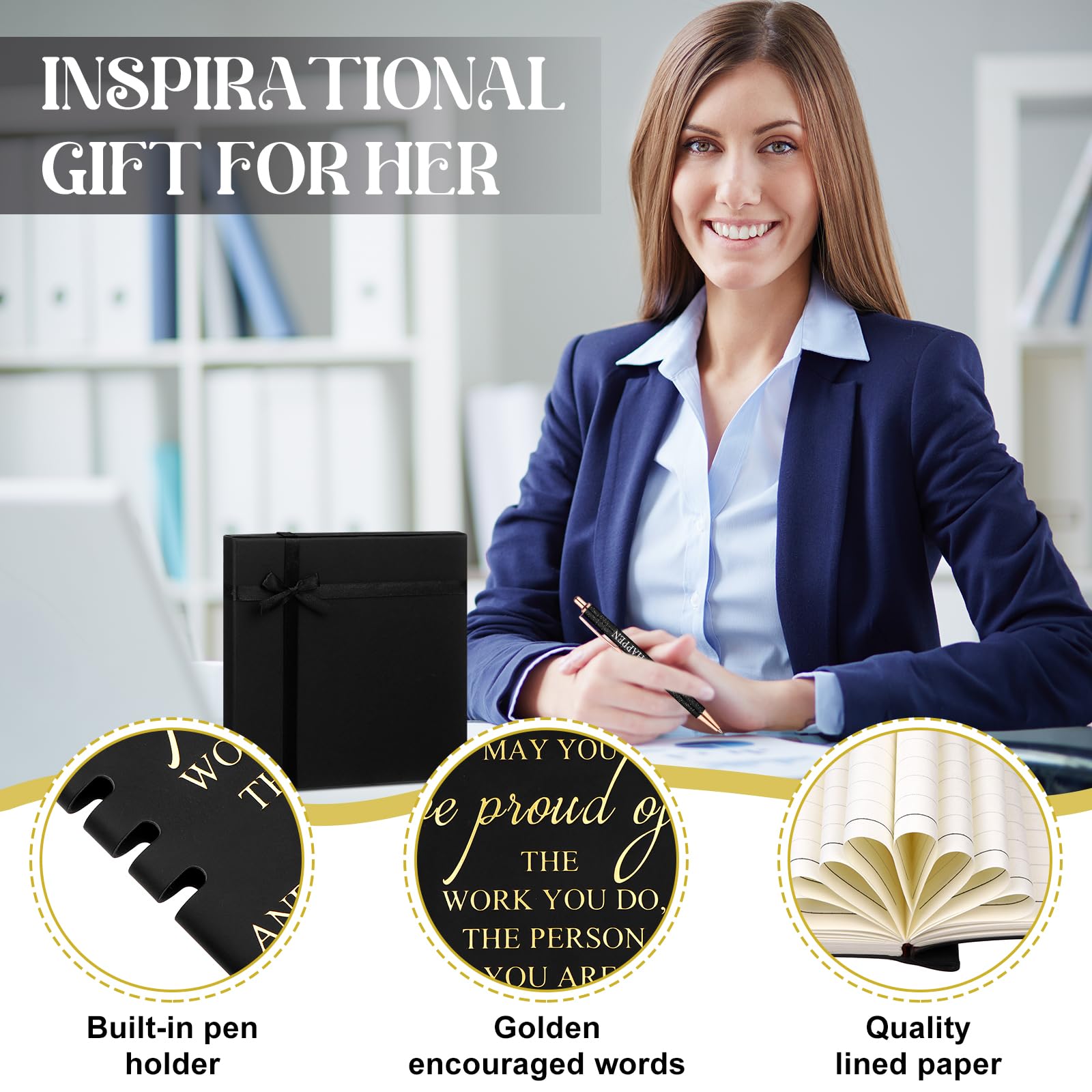 CNSJ 5 Pcs Employee Appreciation Gift A6 Leather Notepad Ballpoint Pens with Box Thank You Gift for Colleague Coworker Teacher Nurse Team Business Holidays Birthdays - Image 4