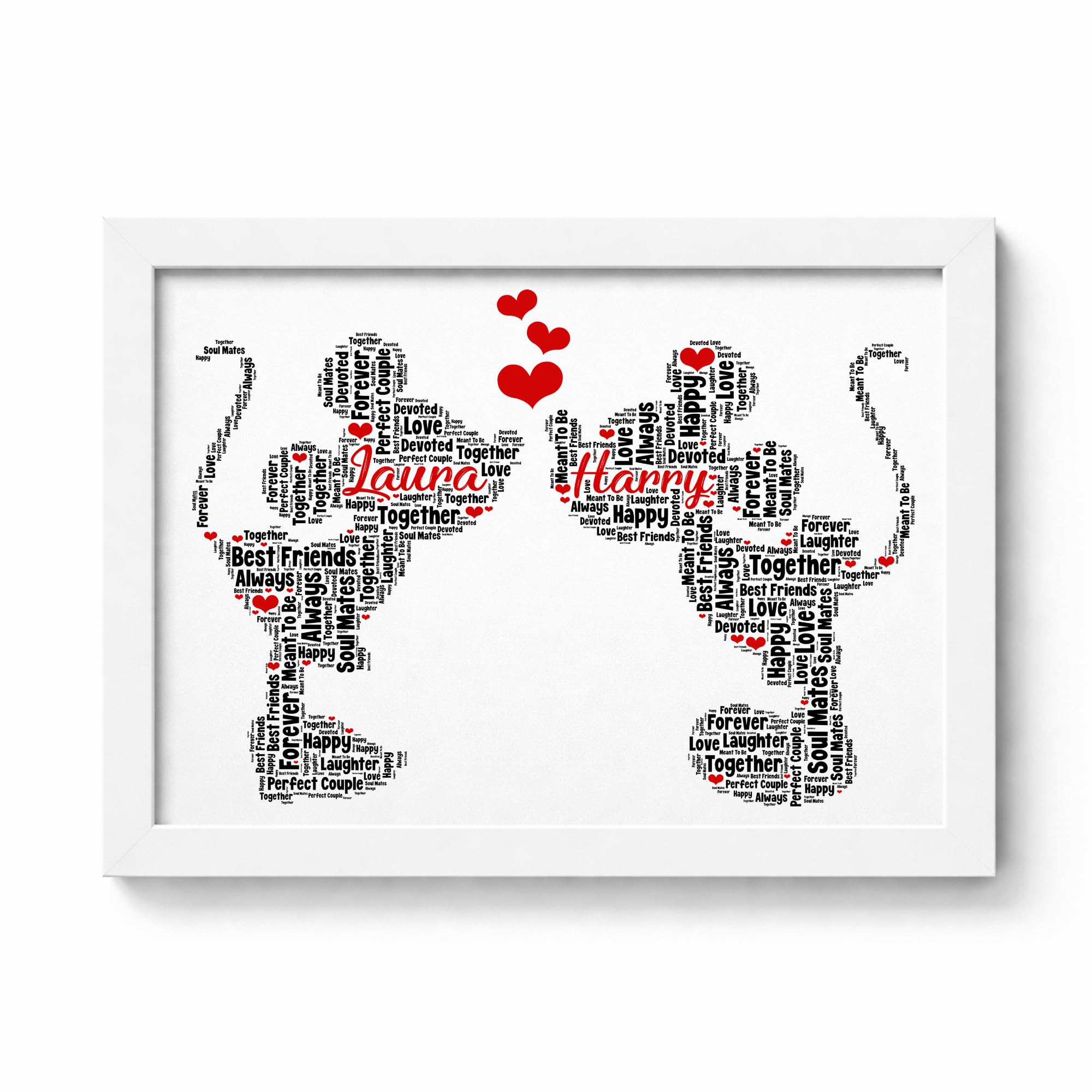 Personalised Minnie Mickey In Love Word Art Print - Anniversary, Wedding, Engagement, Valentines Gifts - A5, A4, A3 Prints & Framed