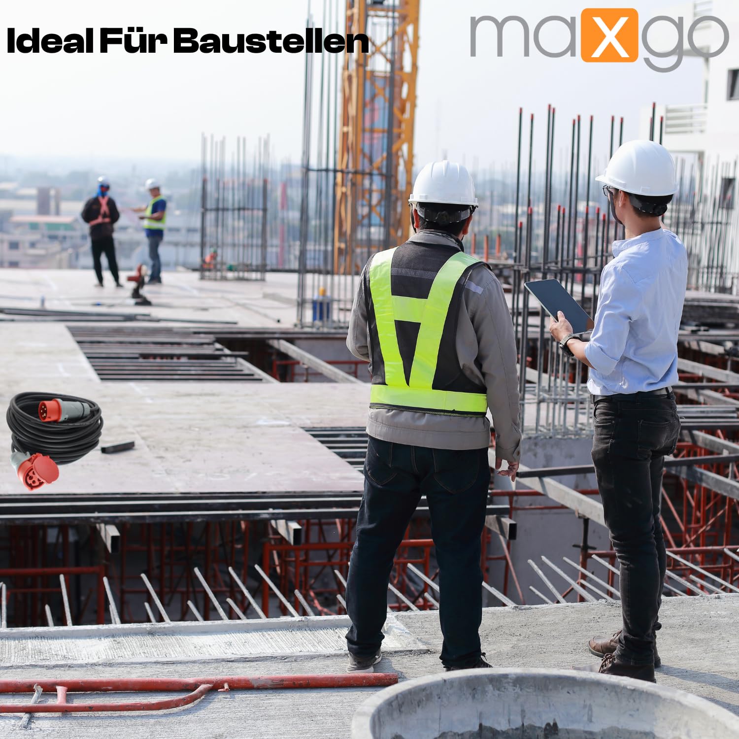 maxgo CEE Verlängerungskabel Starkstromkabel H07RN-F 5x1,5mm² 16A 400V Flexibles wetterfestes Industriekabel MENNEKES 5P Gummiverlängerung 15m