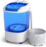 COSTWAY Mini Portable Washing Machine, 5.5 lbs Capacity, Compact Laundry Washer with Spin Tub & Drain Hose, Perfect for Apartment Dorms RV Home (Grey)
